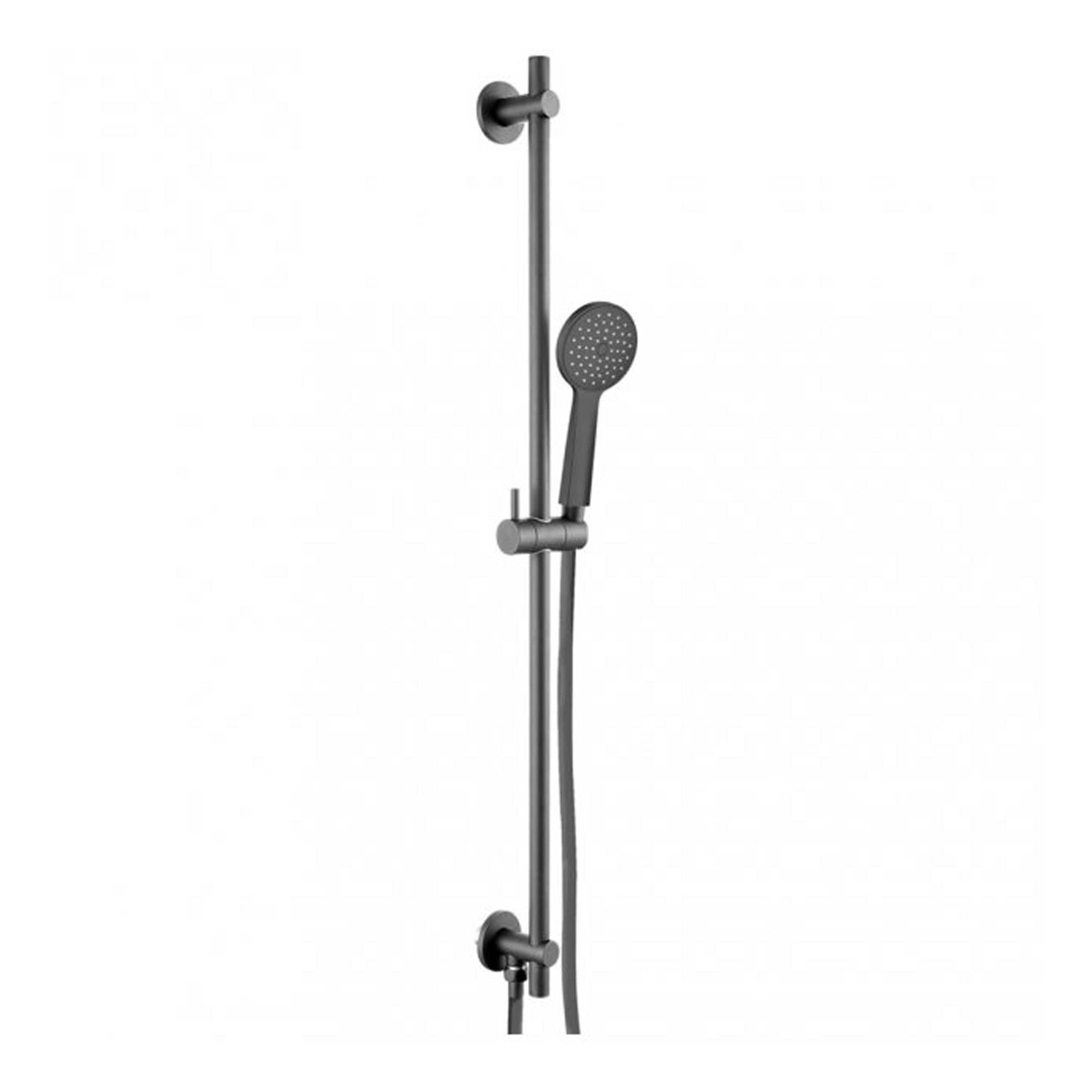 Modern black shower rail with adjustable handheld shower head for stylish Bubly bathrooms, perfect for contemporary bathroom renovation and luxury shower setups.