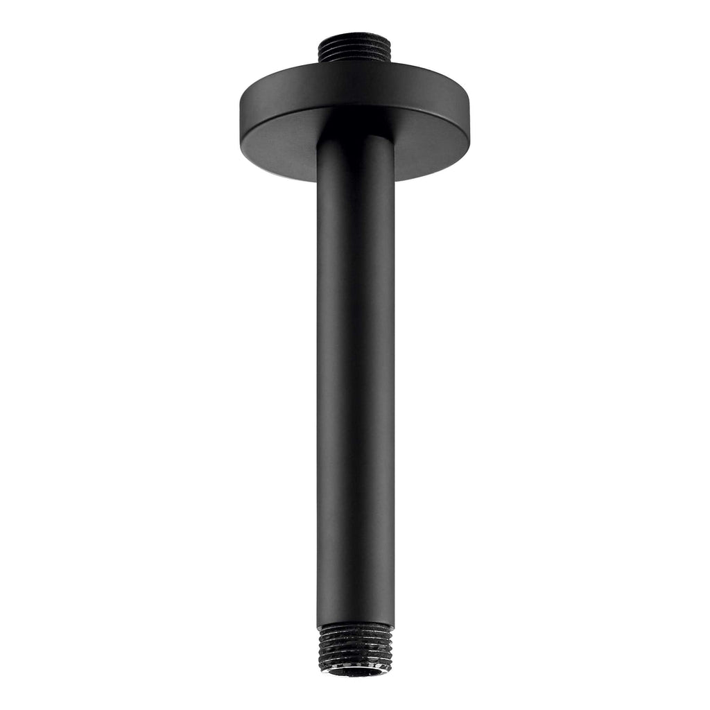 Black bathroom shower arm for modern bathroom fixtures and fittings. Durable metal construction, easy installation, suitable for replacing or upgrading your shower connections.