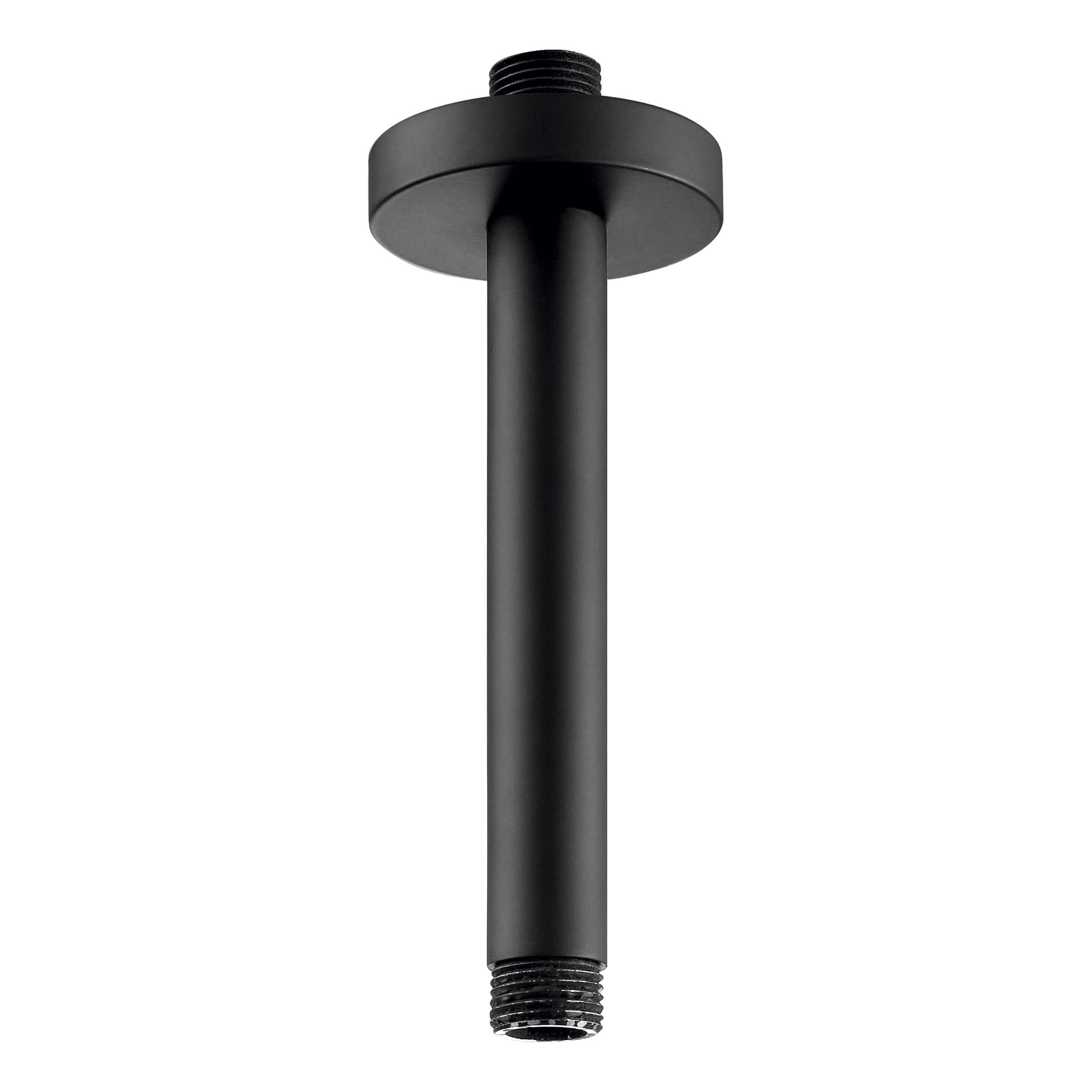 Black bathroom shower arm for modern bathroom fixtures and fittings. Durable metal construction, easy installation, suitable for replacing or upgrading your shower connections.