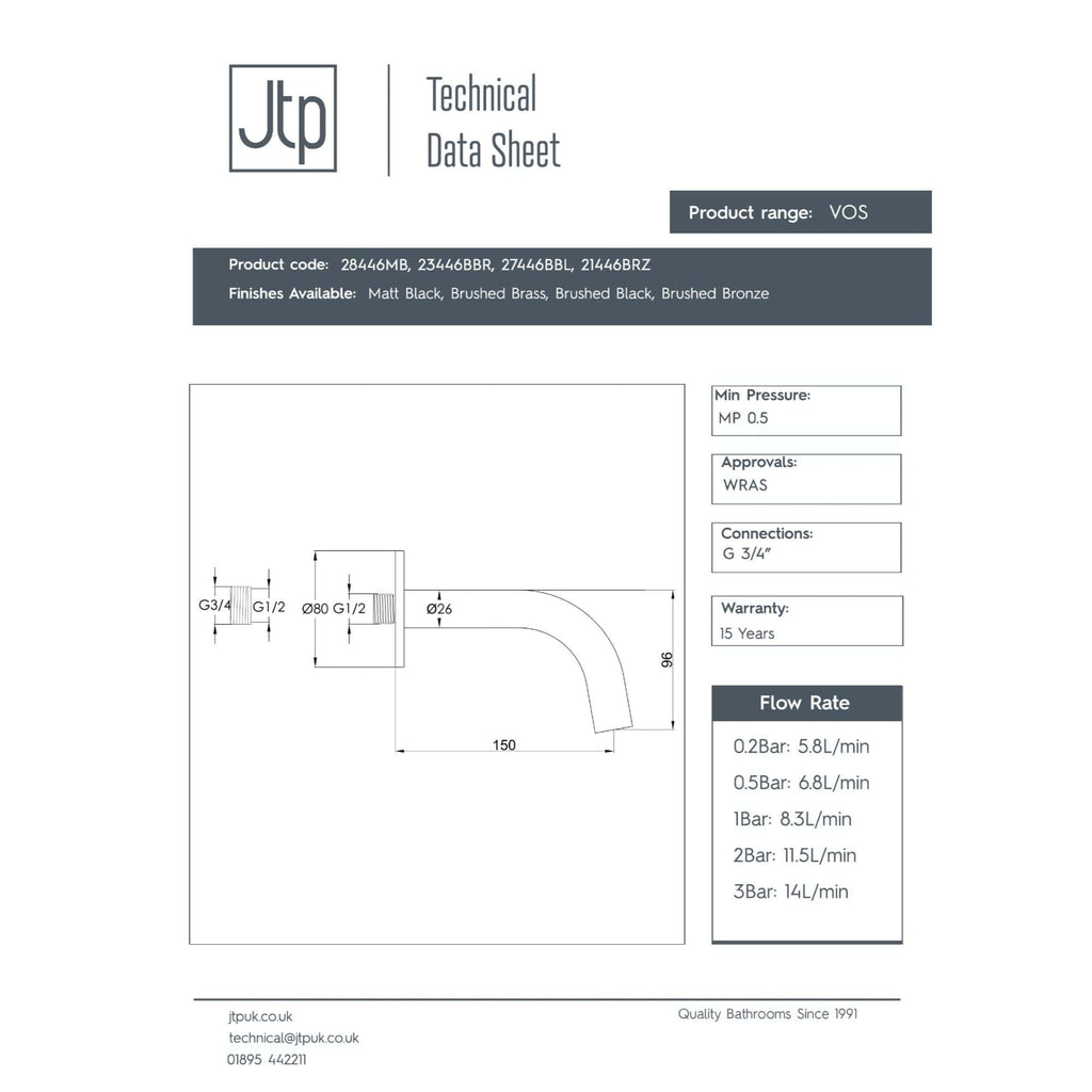 Genuine technical drawing of a Bubly Bathrooms basin tap showcasing detailed measurements and connection specifications for bathroom fixtures.