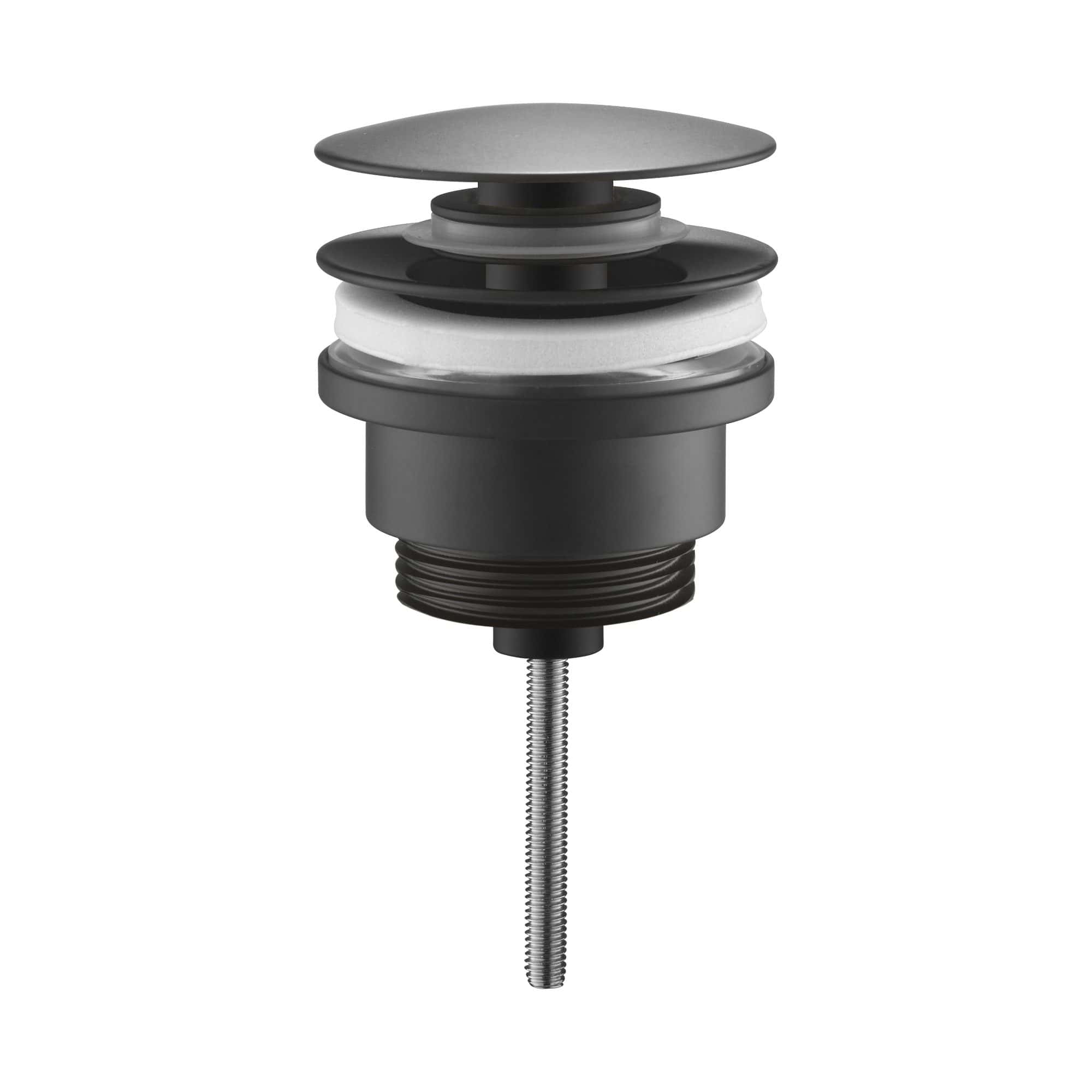 Black bathroom sink waste trap with multi-layered fittings and threaded pipe for easy installation, designed for modern bathroom plumbing solutions.