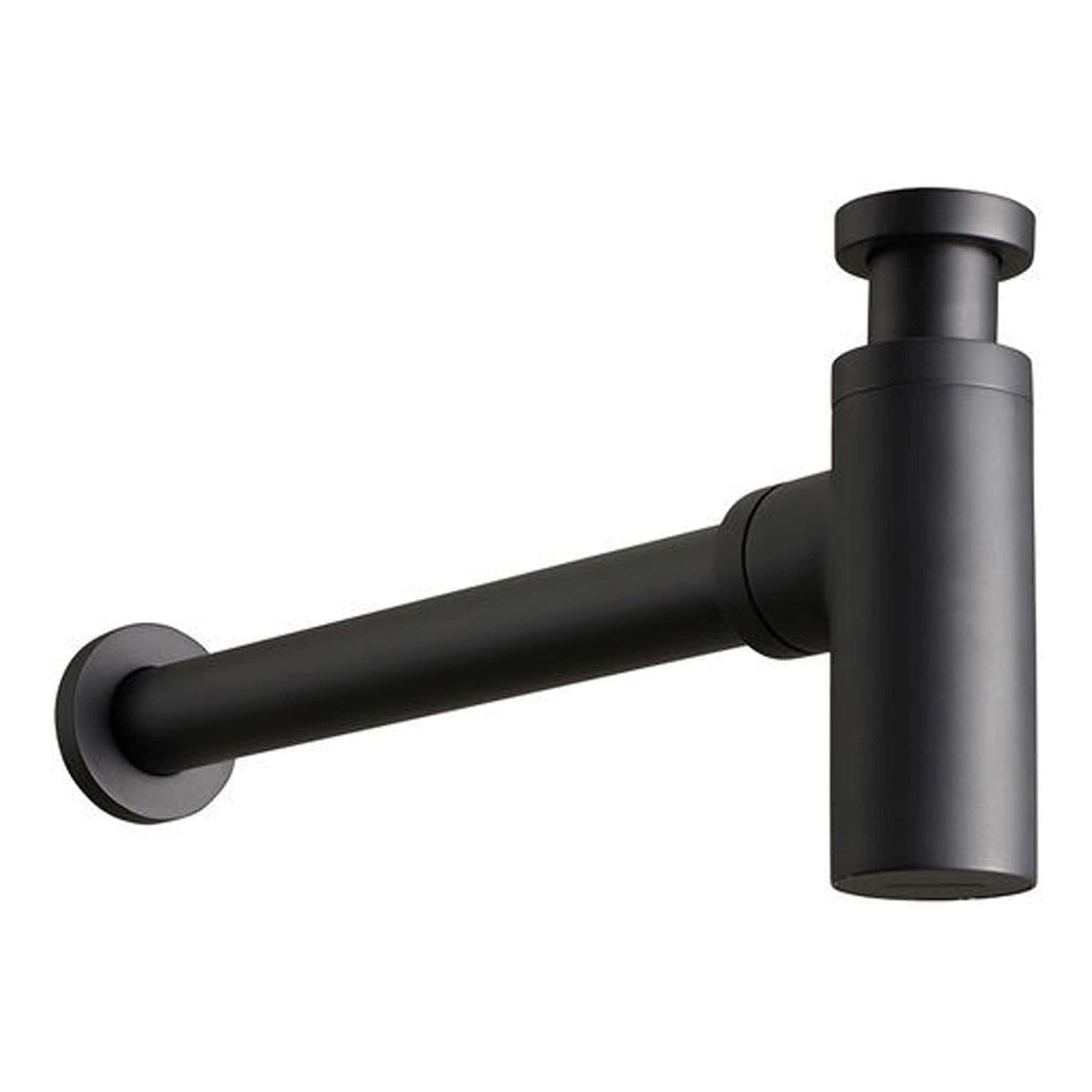 Sleek black bathroom sink drain pipe with modern minimalist design, perfect for contemporary bathroom renovation and plumbing needs.