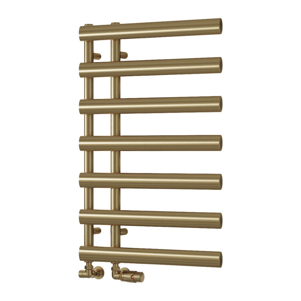 Reina Grace Brushed Brass Heated Towel Rail 780mm X 500mm