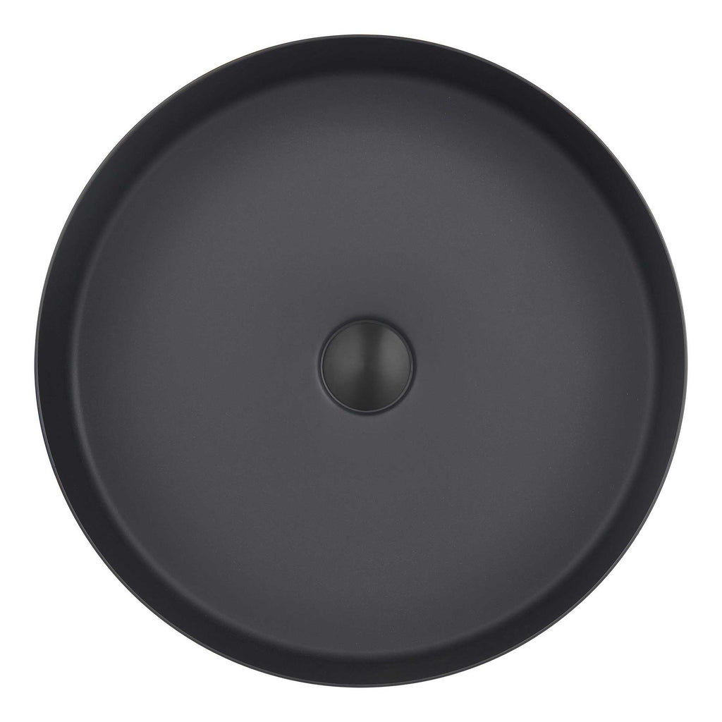 Sleek black bathroom sink basin, modern and stylish design perfect for contemporary bathroom renovations and installations.