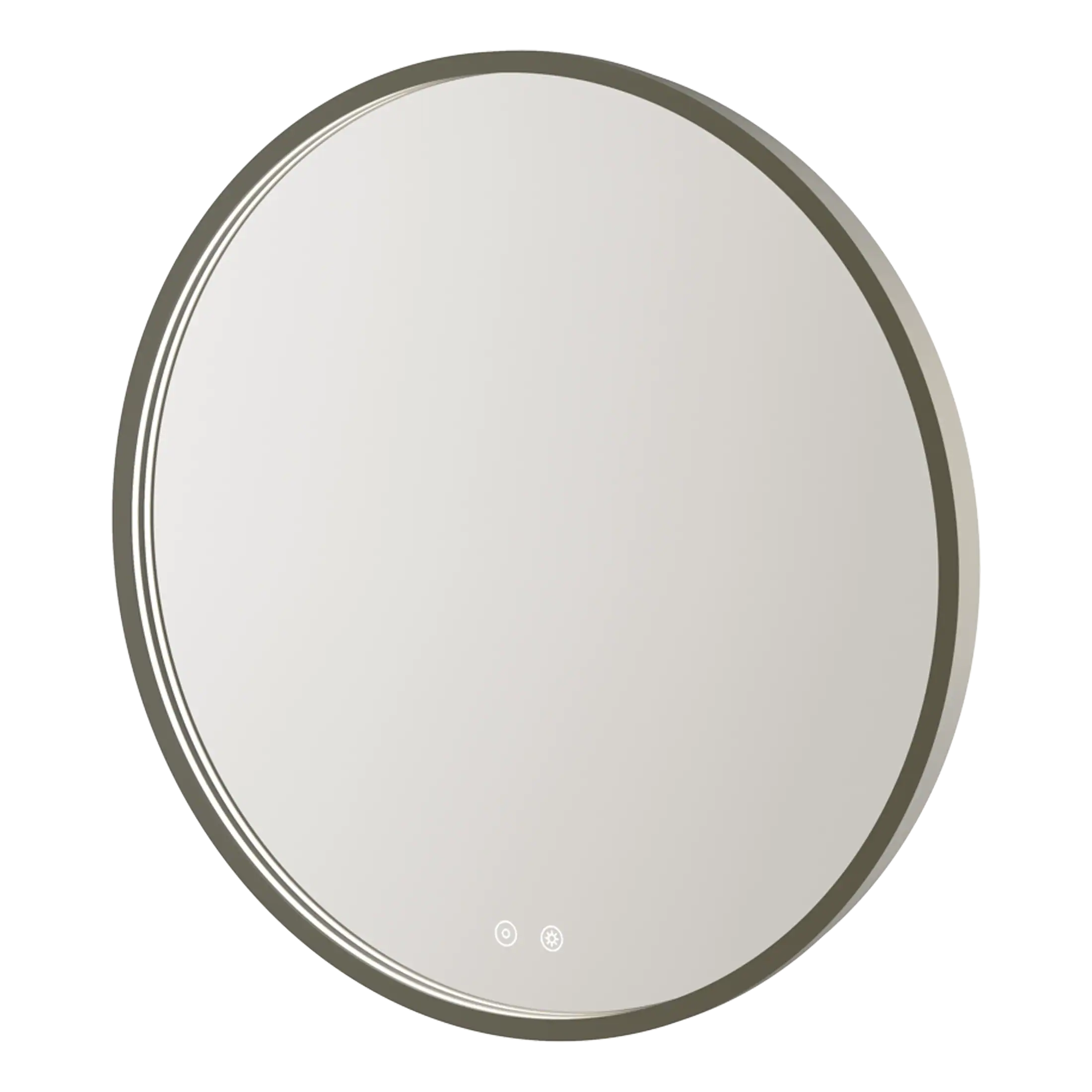 Sleek round bathroom mirror with touch-sensitive LED lighting for modern bathroom decor. Perfect for enhancing space and creating a stylish, functional bathroom environment.