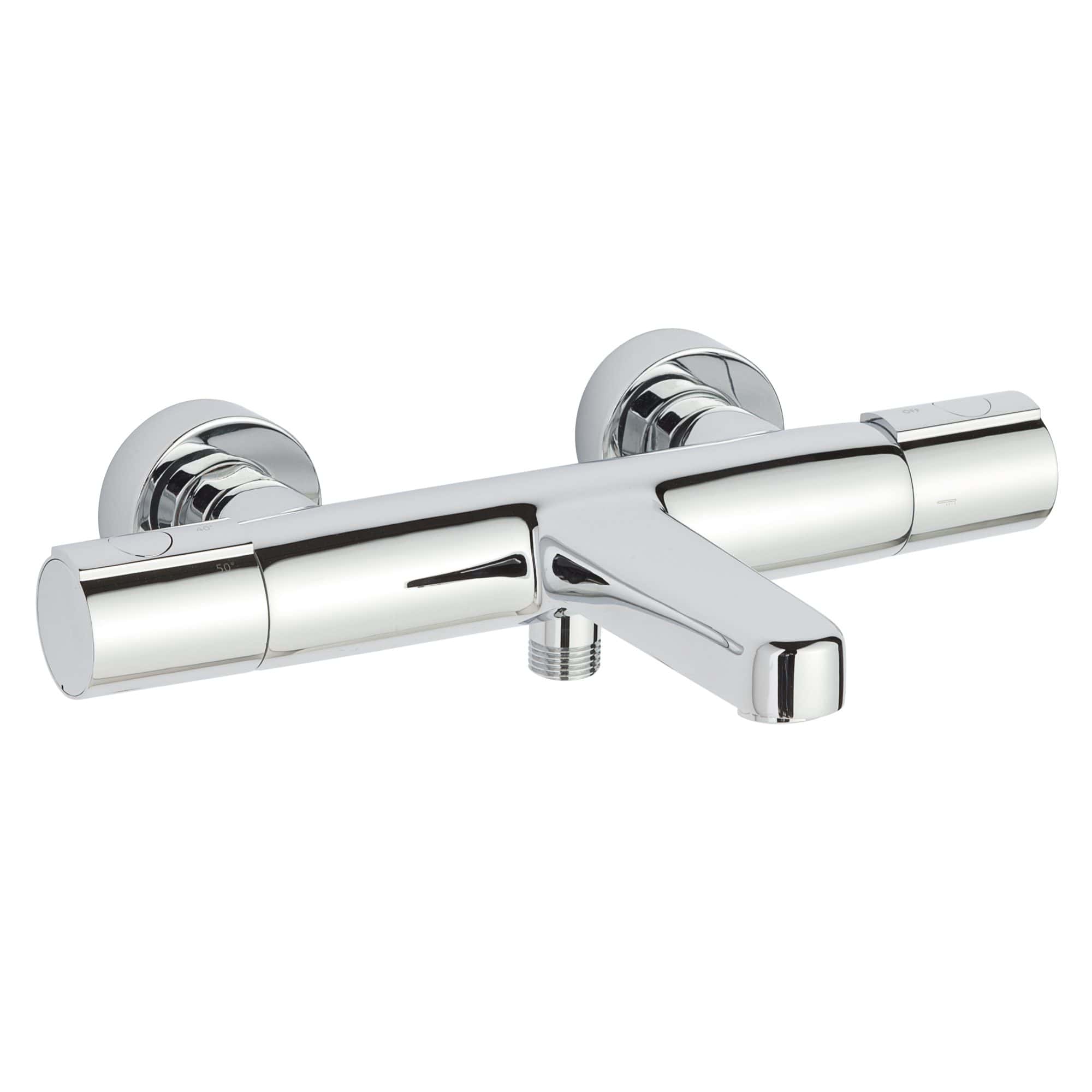 Sleek chrome kitchen sink mixer tap with two controls and a central water outlet, ideal for modern bathrooms and kitchens. Durable design perfect for everyday use.