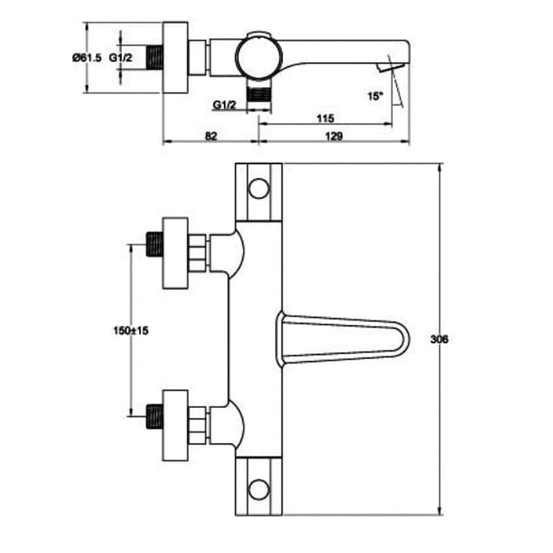 Genuine bathroom tap technical diagram with precise measurements for installation and plumbing. Ideal for bathroom renovation projects and plumbing professionals.