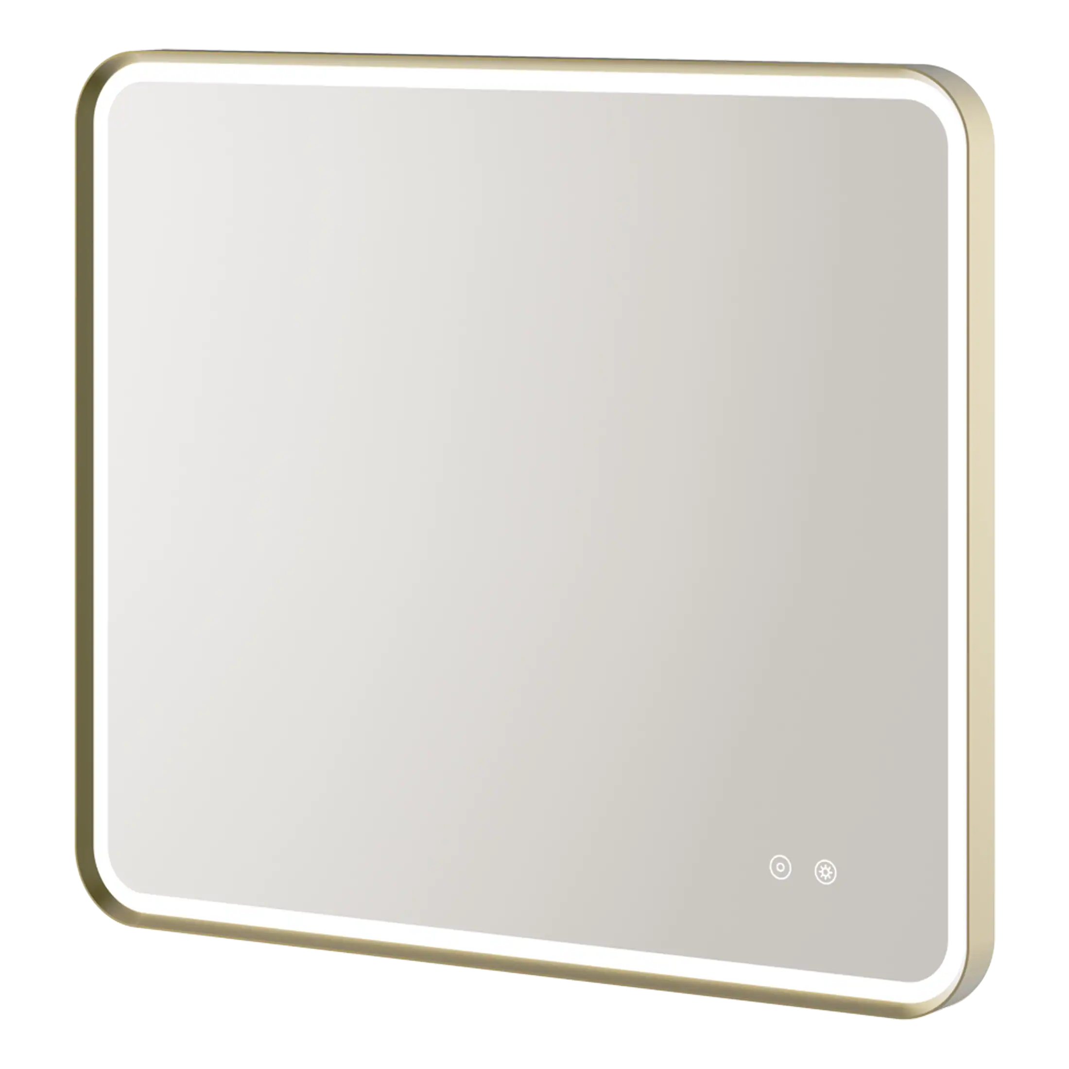 Lighted bathroom mirror with LED illumination, digital touch controls, and anti-fog feature, perfect for modern bathroom decor and enhancing grooming routines.