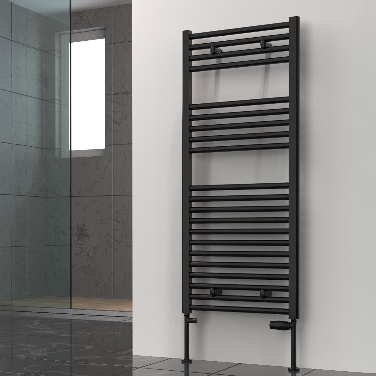 Reina Diva Flat Black Heated Towel Rail