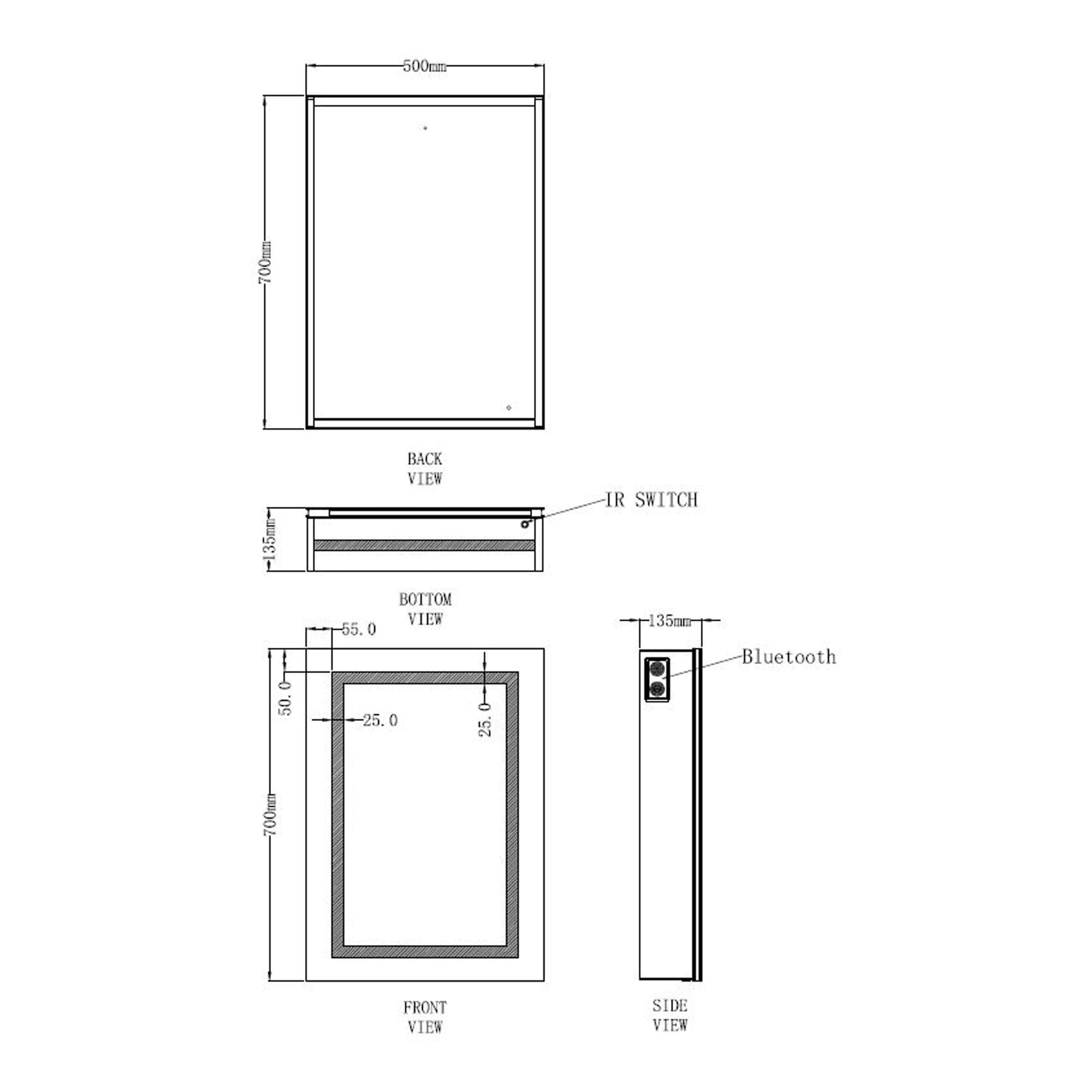 High-quality digital shower enclosure with LED lighting and Bluetooth speakers, designed for modern bathrooms, featuring detailed dimensions and innovative features for a luxurious shower experience.