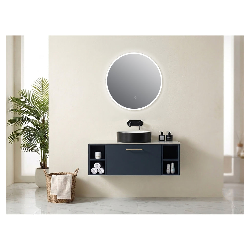 Tailored Lily Round Slimline LED Touch Illuminated Mirror With Demist and Colour Change, 600mm x 600mm
