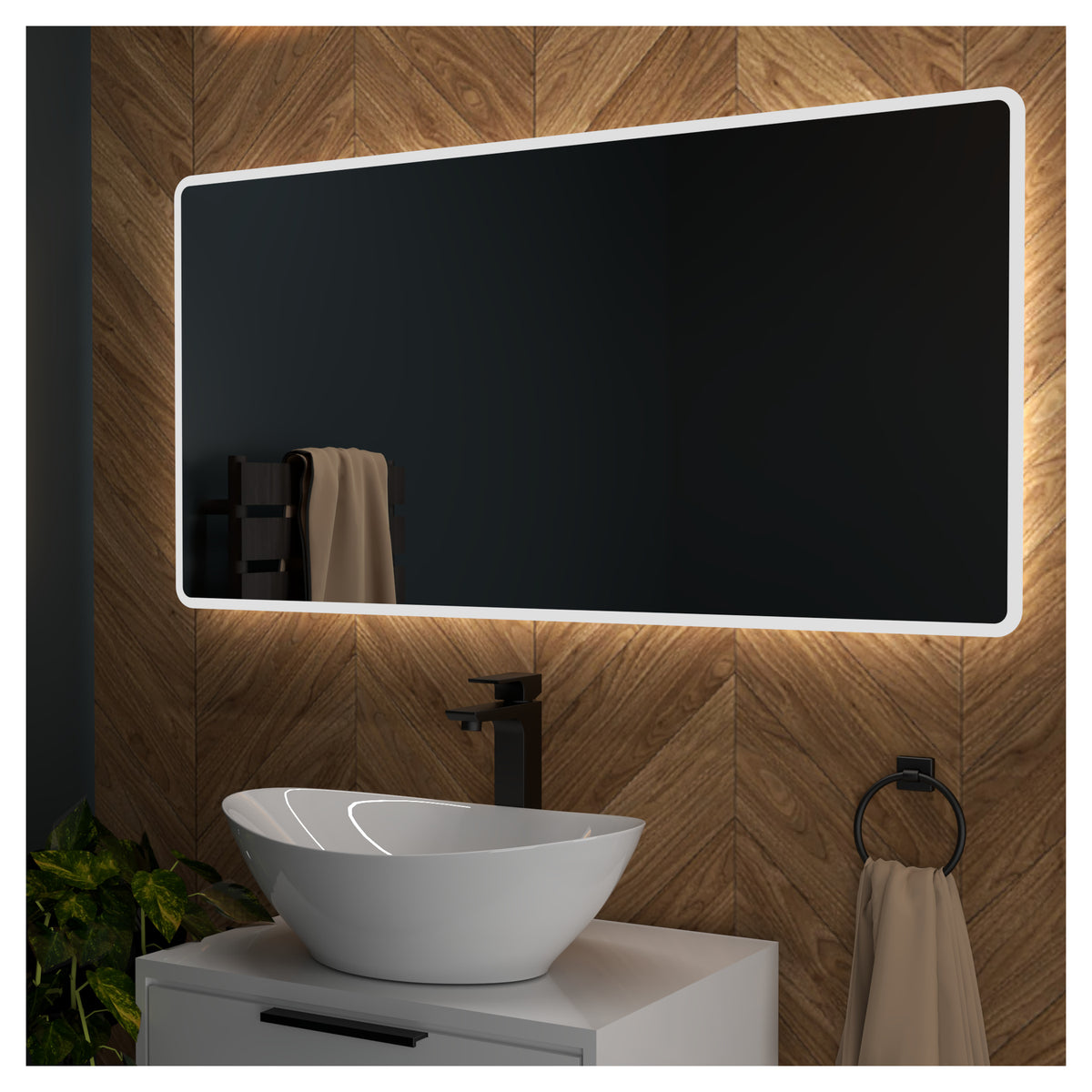 Tailored Molly LED Touch Illuminated Mirror With Demist, Bluetooth and Shaver Point - 600mm X 1200mm