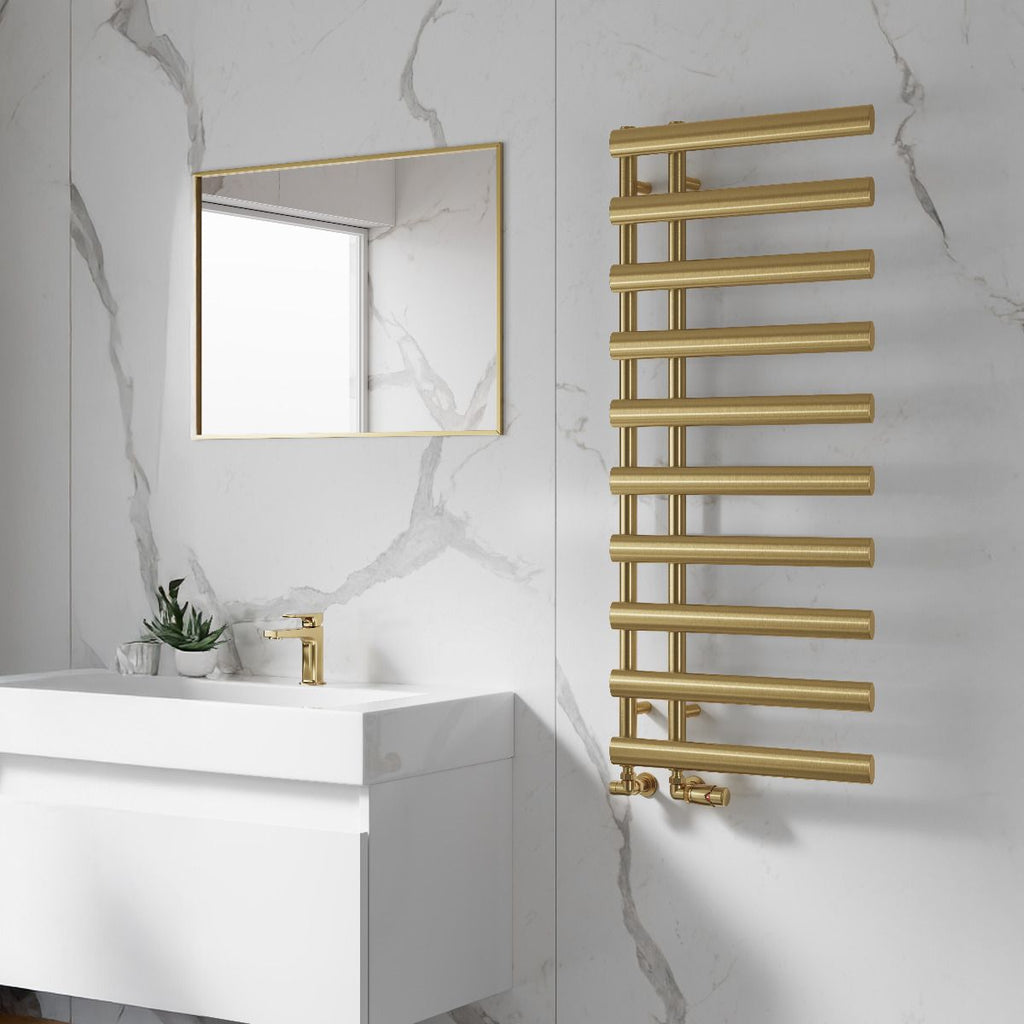 Reina Grace Brushed Brass Heated Towel Rail