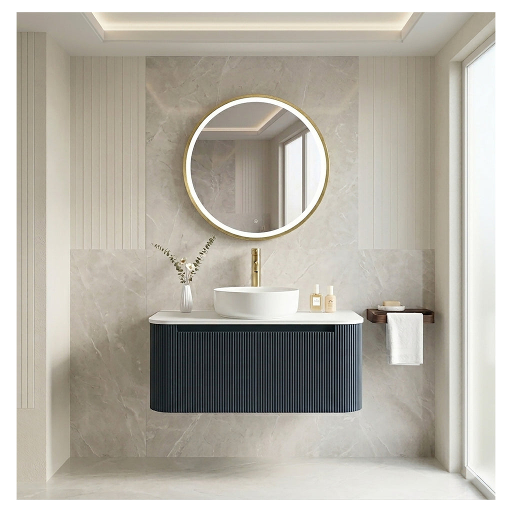 Tailored Rosie Round LED Touch Illuminated Mirror With Demist and Colour Change - 600mm X 600mm, Brushed Brass - view 1