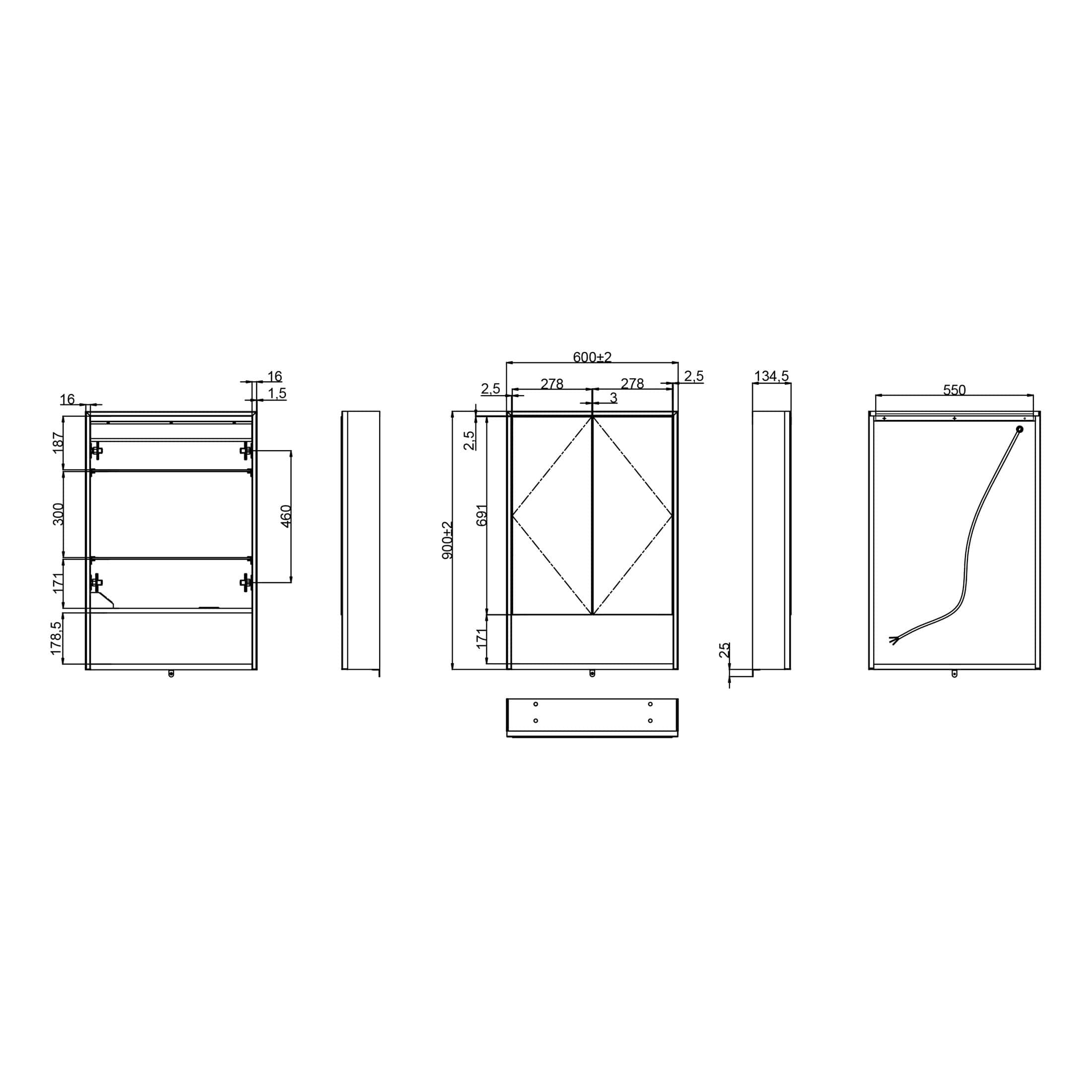 High-quality technical bathroom design drawing with detailed measurements for custom shower installation. Perfect for bathroom renovation projects.