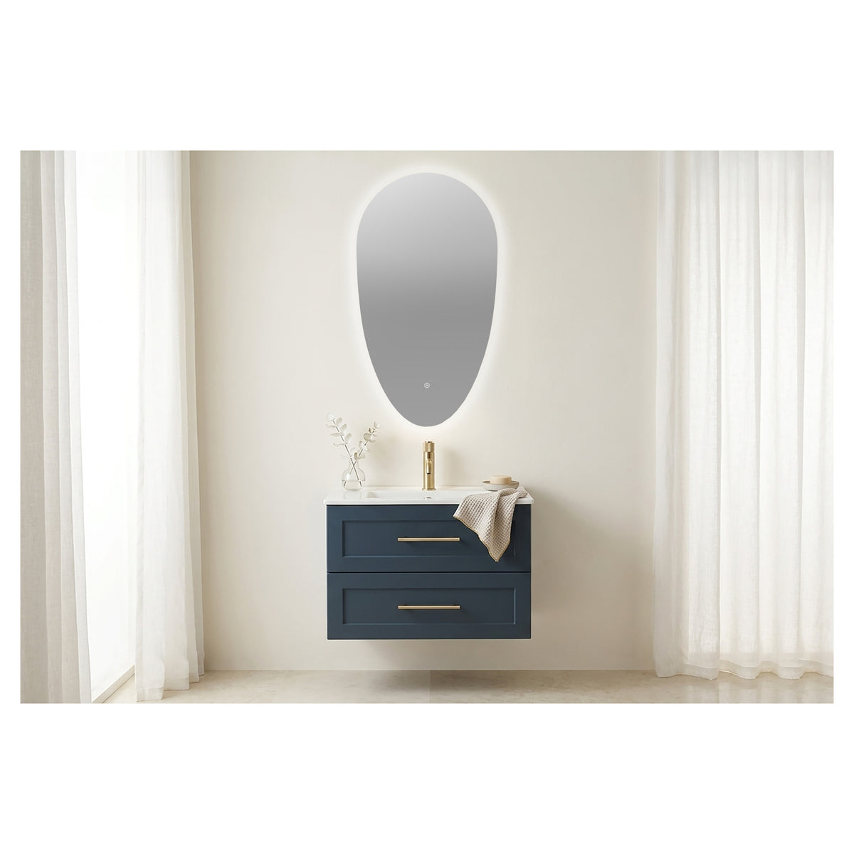 Tailored Jacob Teardrop LED Touch Illuminated Mirror With Demister Pad - 900mm X 500mm