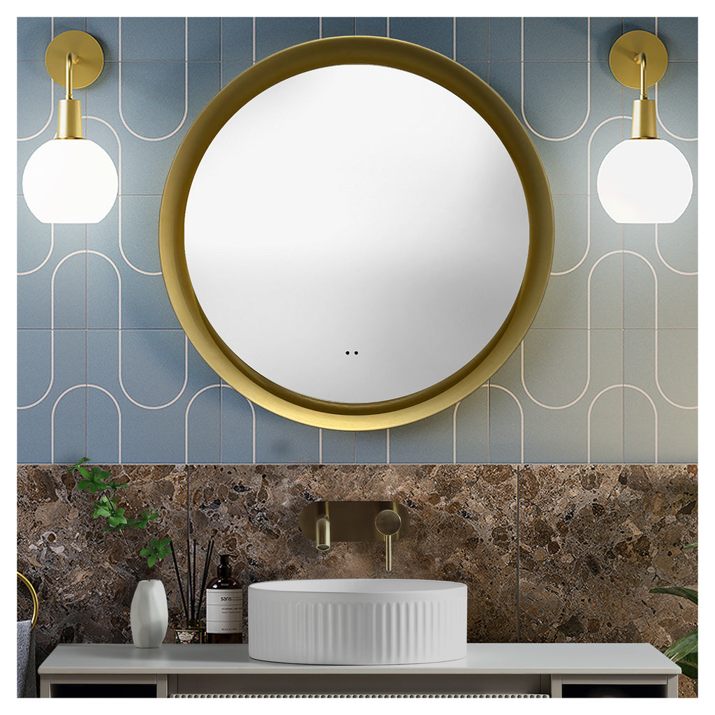 Tailored Orla Brushed Brass LED Mirror w demist & Colour Change 600mm