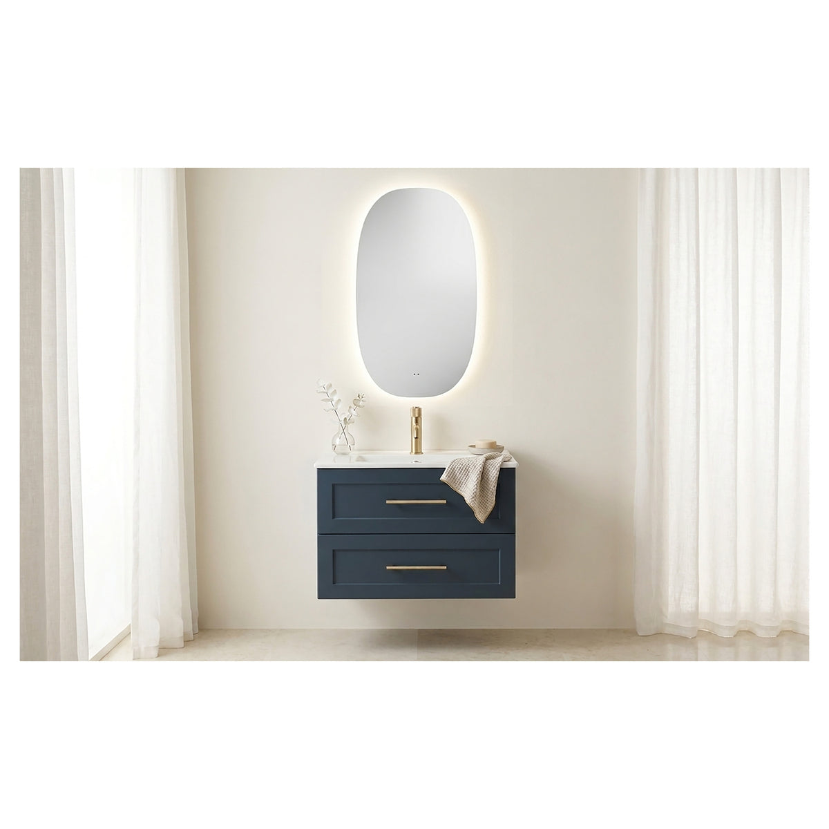 Tailored Arlo Square Pebble LED Mirror with Demist & Colour Change