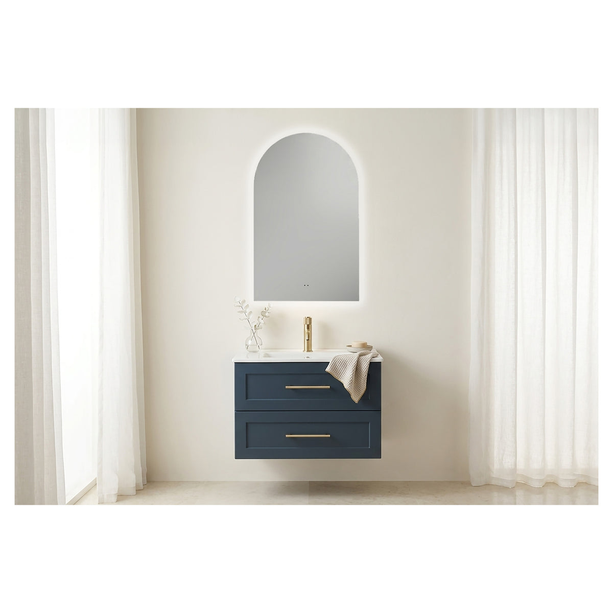 Tailored Sylvie Arched LED Mirror with Demist & Colour Change - 500x800x30mm