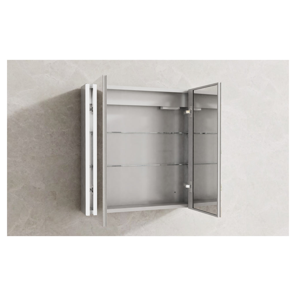 Tailored Beau 2 Door LED Illuminated Mirror Cabinet With Sensor Switch and Shave Socket - 700mm X 600mm
