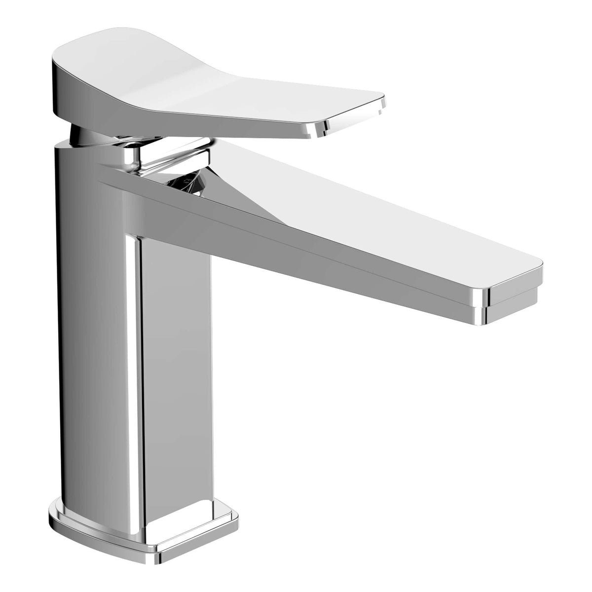 Sleek chrome bathroom faucet with modern design, ideal for contemporary bathrooms, featuring a single lever handle for easy control. Durable and stylish for modern bathroom decor.