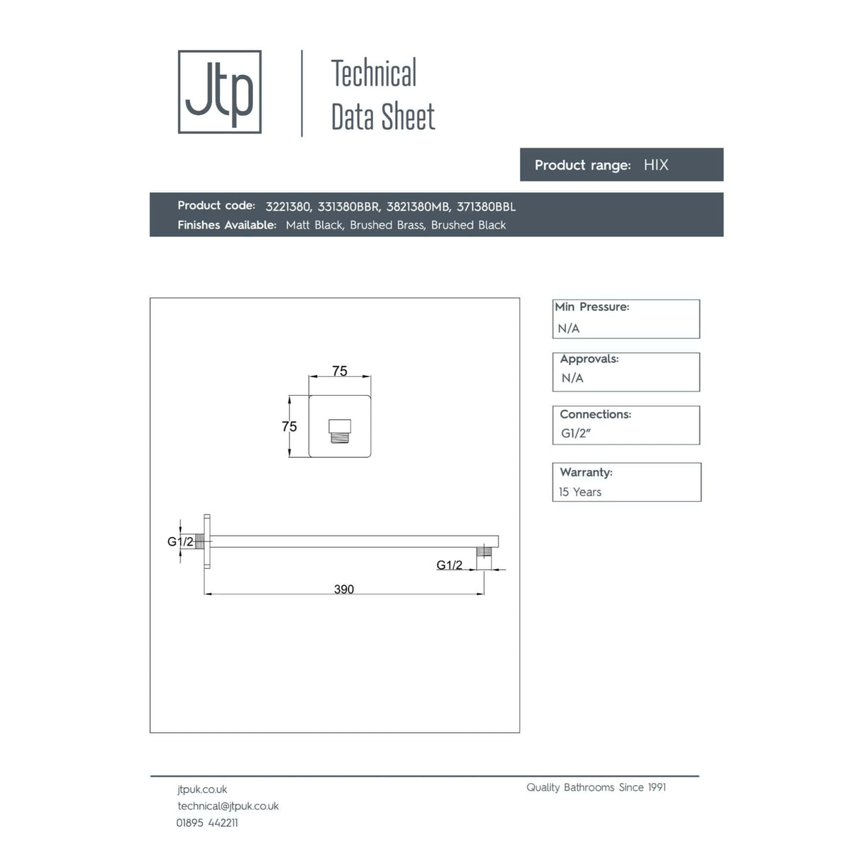 Highly functional bathroom shower with G1/2 connections and modern design, ideal for contemporary bathrooms, featuring durable finishes and easy installation options.