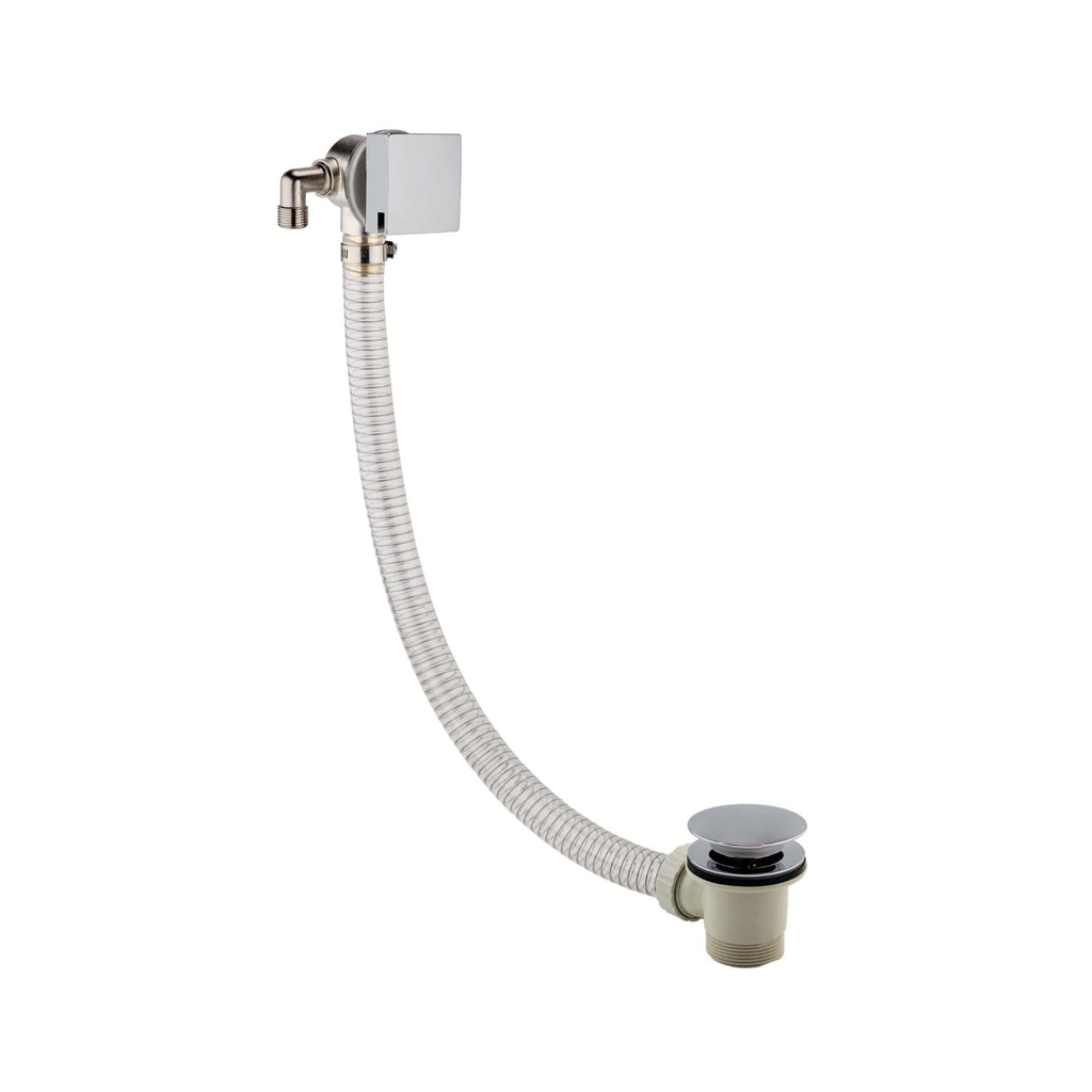 Flexible sink waste trap with metal and plastic components, suitable for modern bathroom installations. Ideal for ensuring efficient drainage and leak prevention in Bubly Bathrooms.
