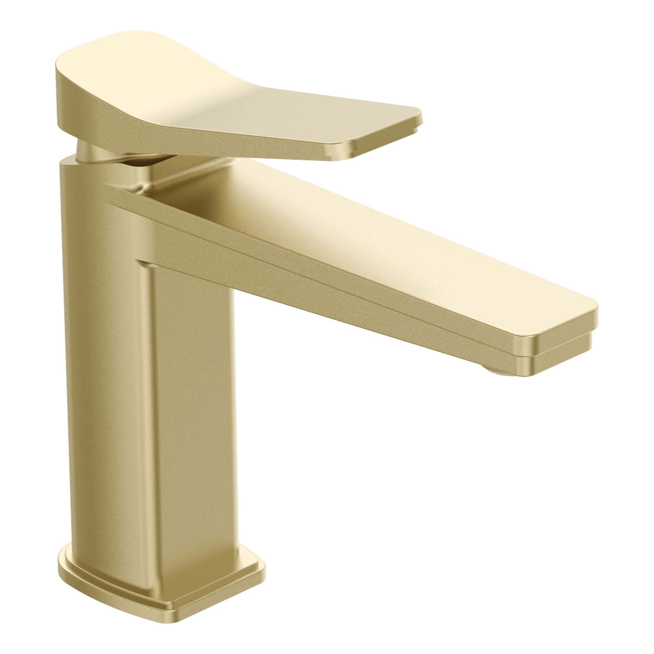 Sleek gold bathroom tap with modern minimalist design, perfect for stylish bathroom renovations and high-end fixtures.