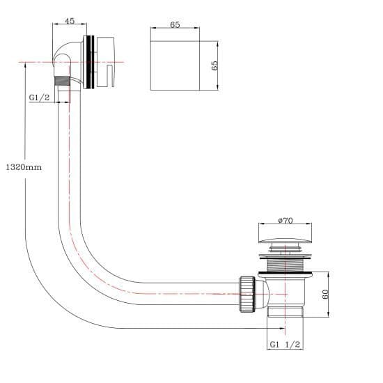Pipe and drainage system diagram for Bubly Bathrooms kitchen and bathroom installations, showing detailed measurements and fittings for effective plumbing setup.