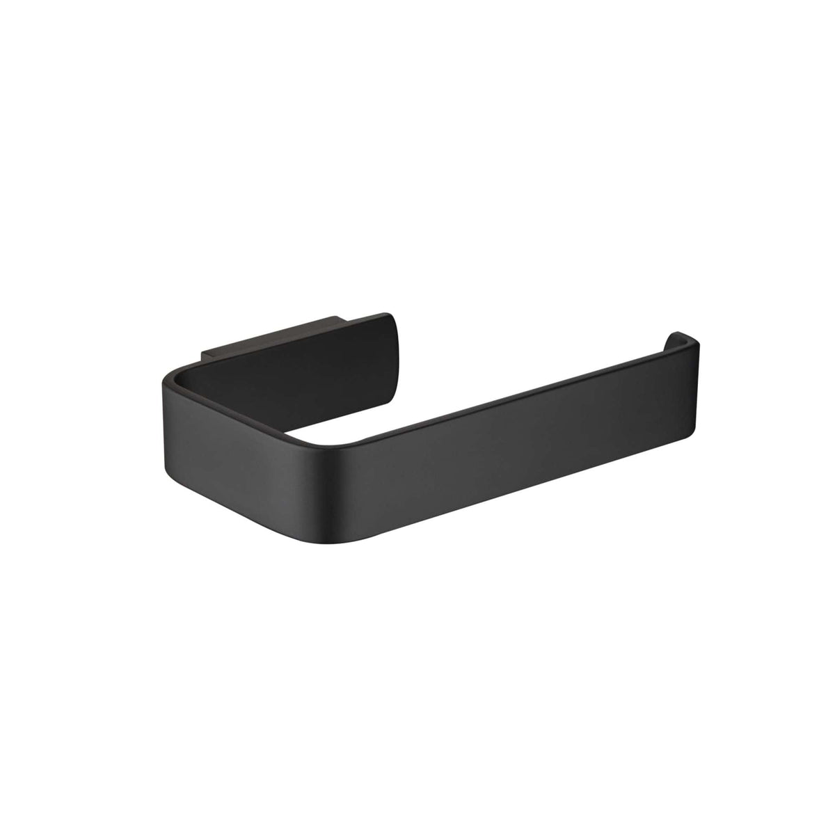 Sleek black bathroom towel holder by Bubly Bathrooms, modern and minimalist design, ideal for contemporary bathrooms and storage solutions.