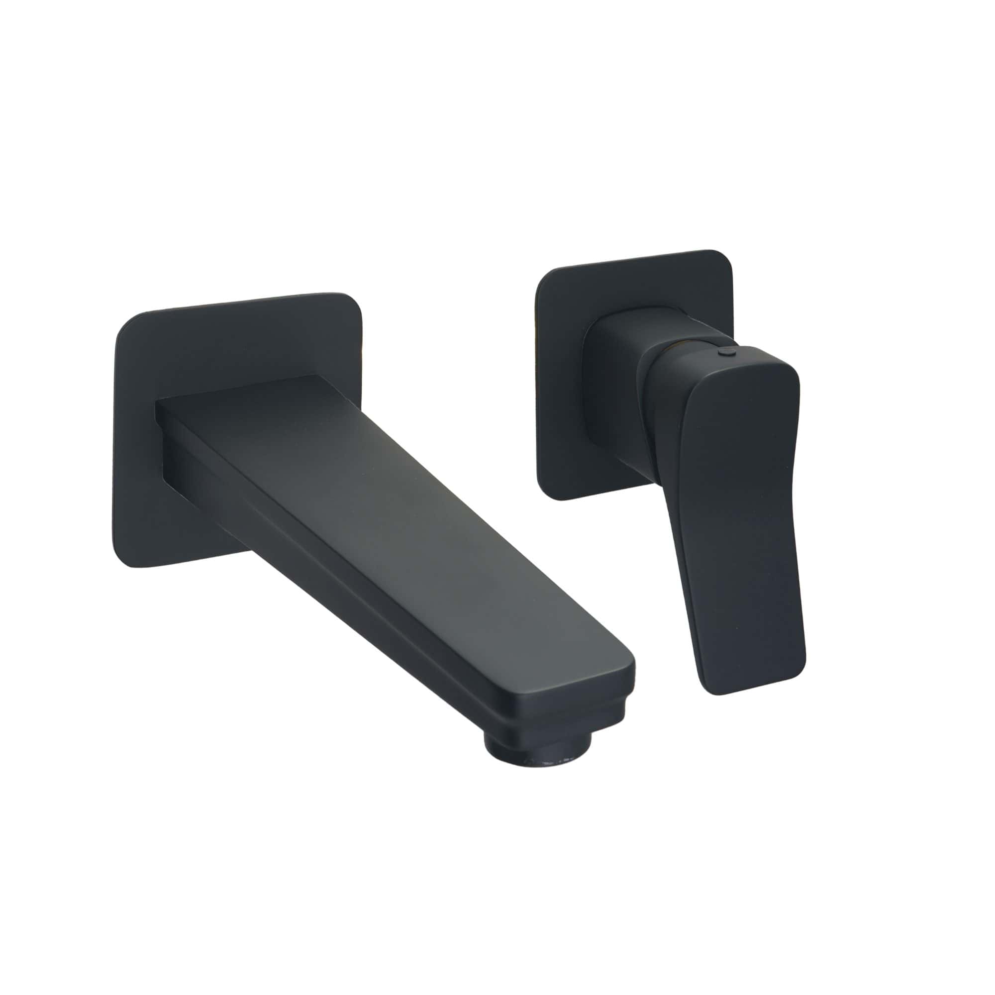 Black modern bathroom door handle set with sleek lever design and matte finish, ideal for contemporary bathrooms and en-suite doors.