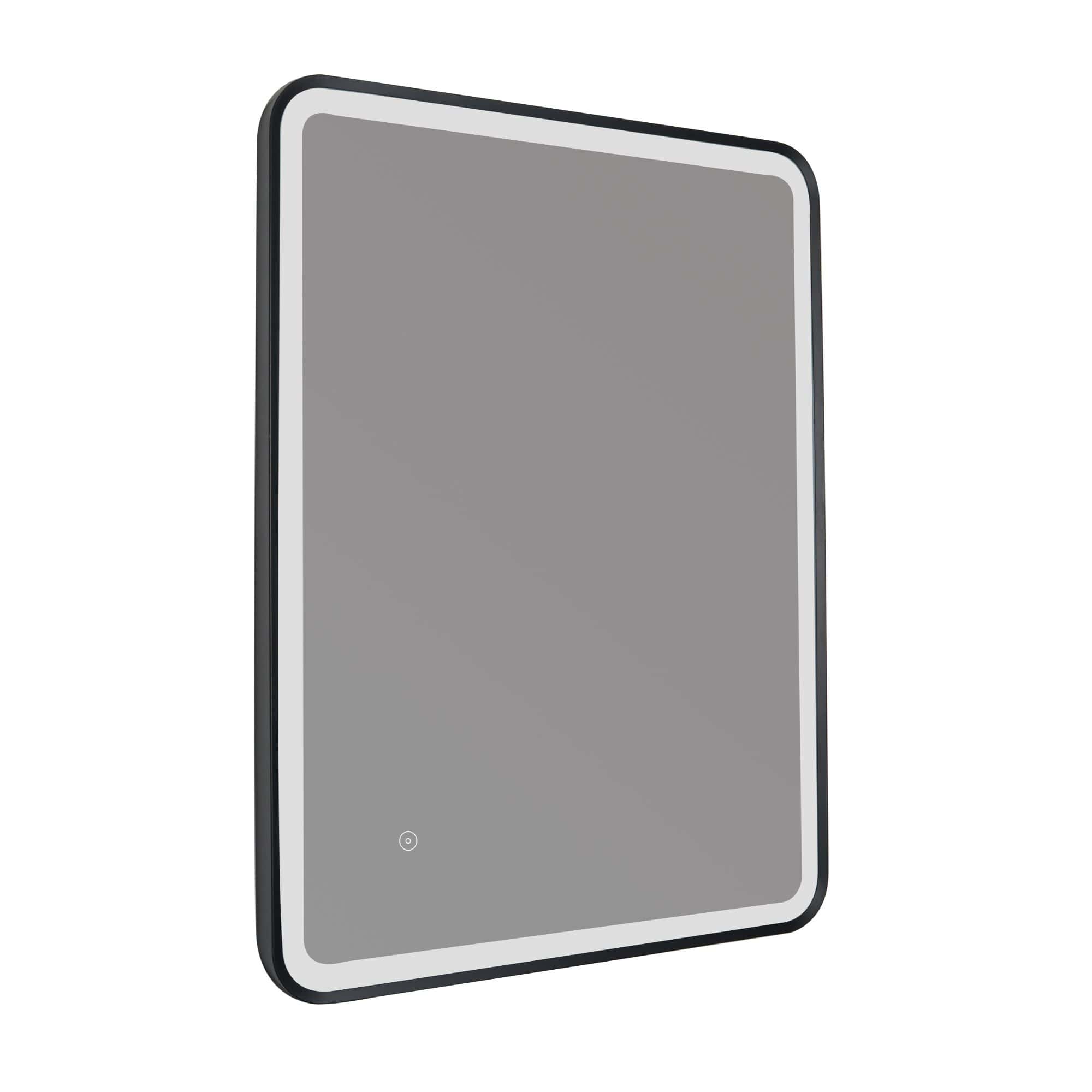 Sleek modern bathroom mirror with LED lighting, stylish frameless design suitable for contemporary bathrooms, enhances space and lighting.