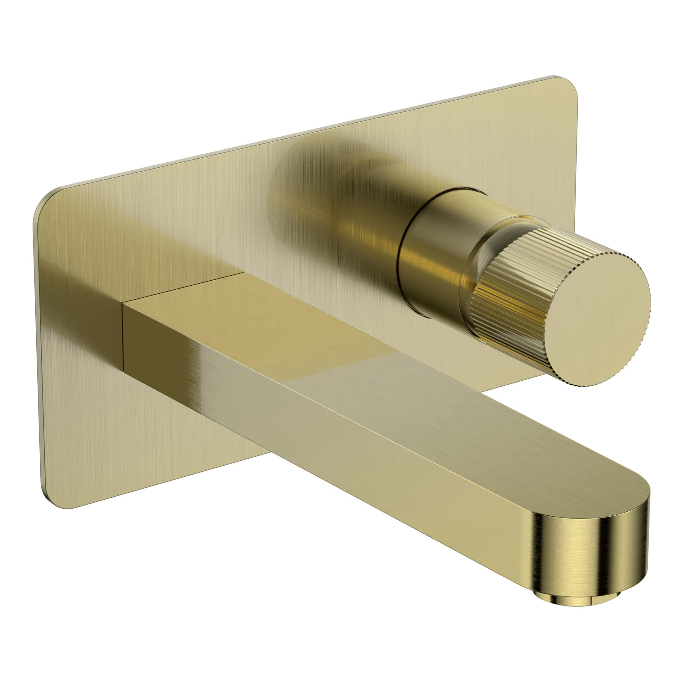 Luxurious gold wall-mounted bathroom tap with sleek modern design, perfect for contemporary bathrooms and high-end fixtures. Designed for durability and style.