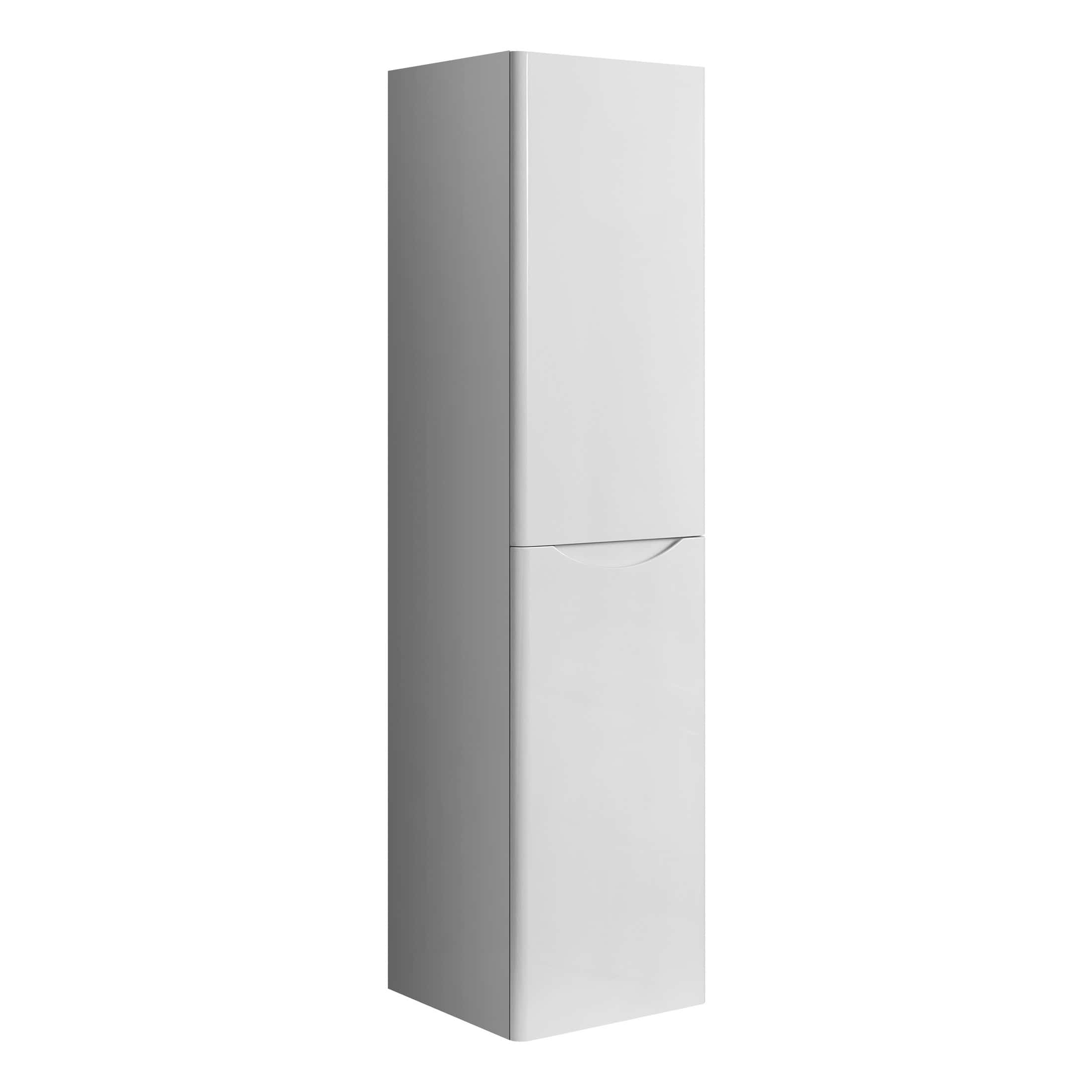 Sliding bathroom storage cabinet with sleek white finish, ideal for optimizing space and organisation in modern bathrooms. Perfect for storing toiletries and bathroom essentials.