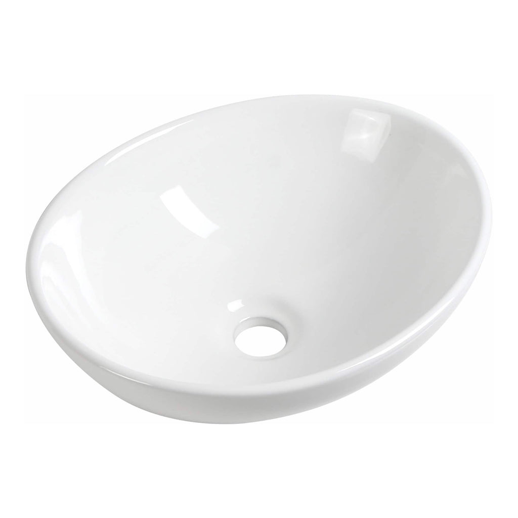Oval white ceramic bathroom sink with smooth, modern design, perfect for contemporary bathrooms and washbasins.