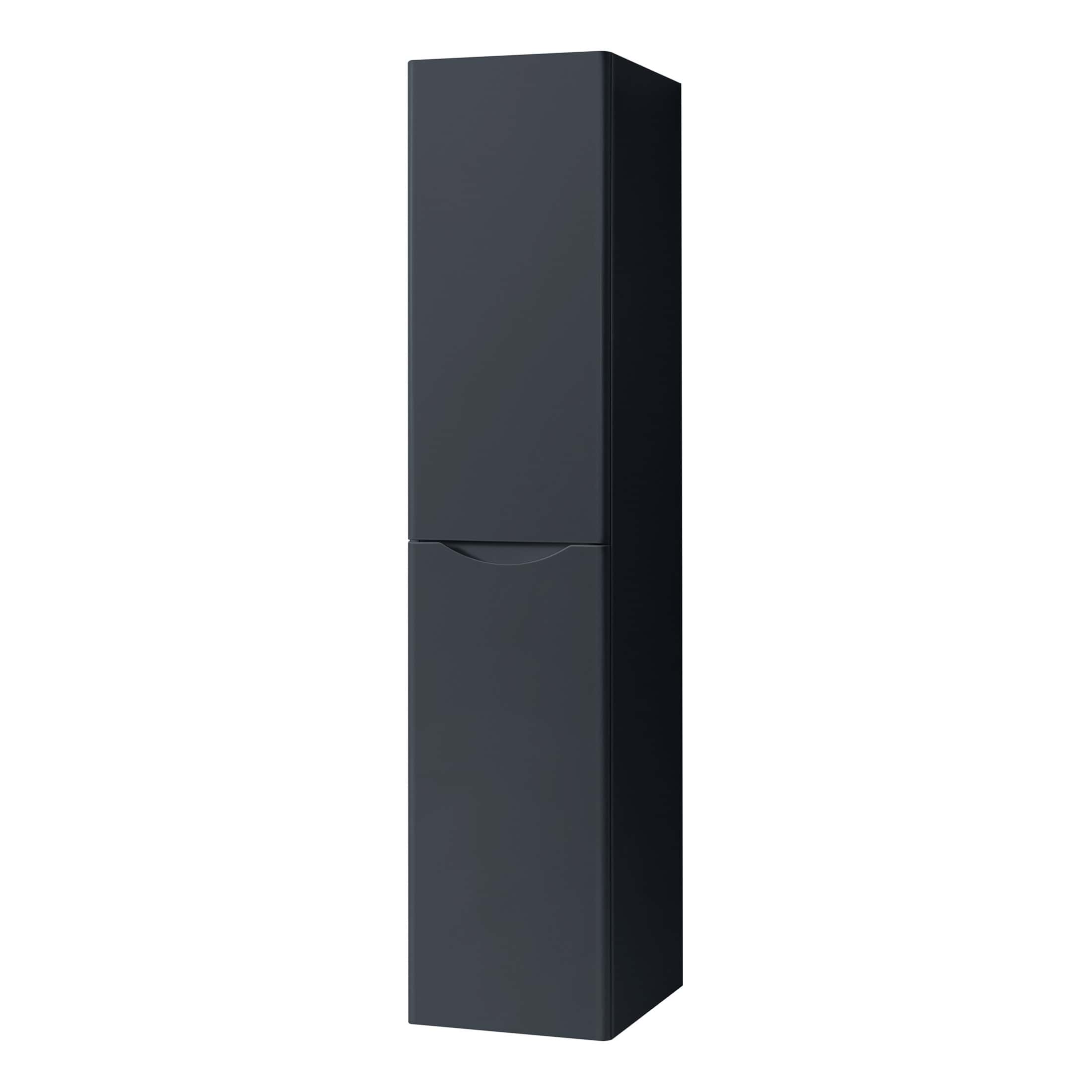 Black bathroom storage cabinet with sleek modern design for organised bathrooms. Perfect for adding functional and stylish storage solutions to any bathroom space.