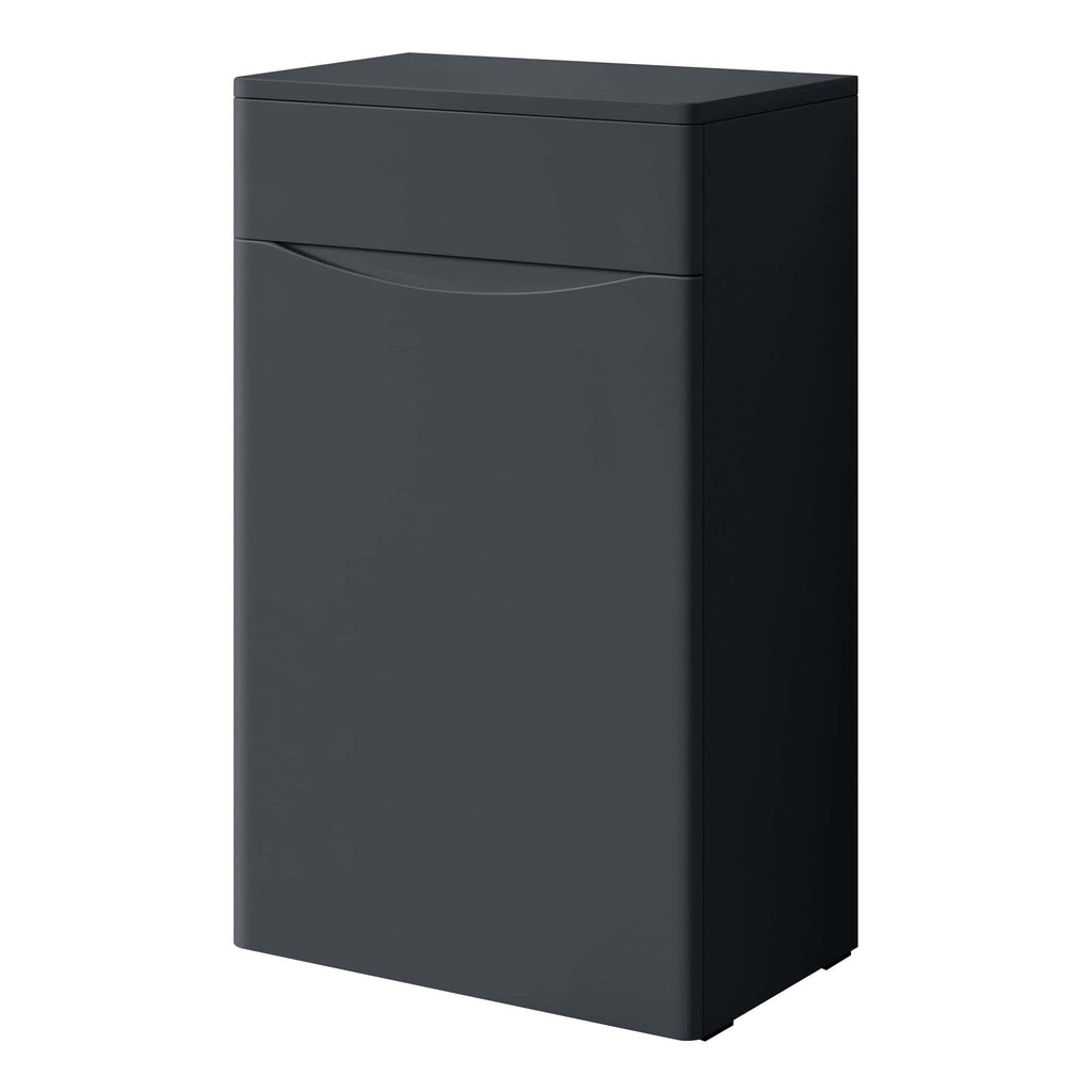 Sleek modern grey bathroom trash bin with lid, ideal for organising waste in contemporary bathrooms or kitchens.