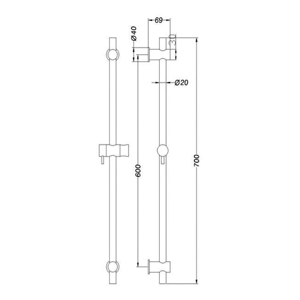 High-quality technical bathroom fixture drawing with precise measurements for installation or manufacturing purposes.