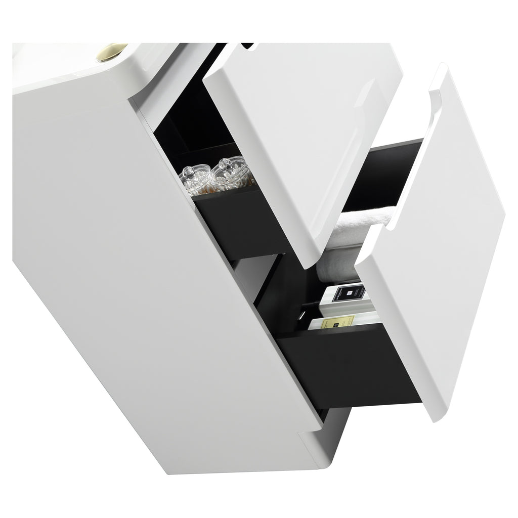 Tailored Monza 2 Drawer Floorstanding Vanity Unit With Polymarble Basin - 1 TH, Gloss White / 600mm - view 8