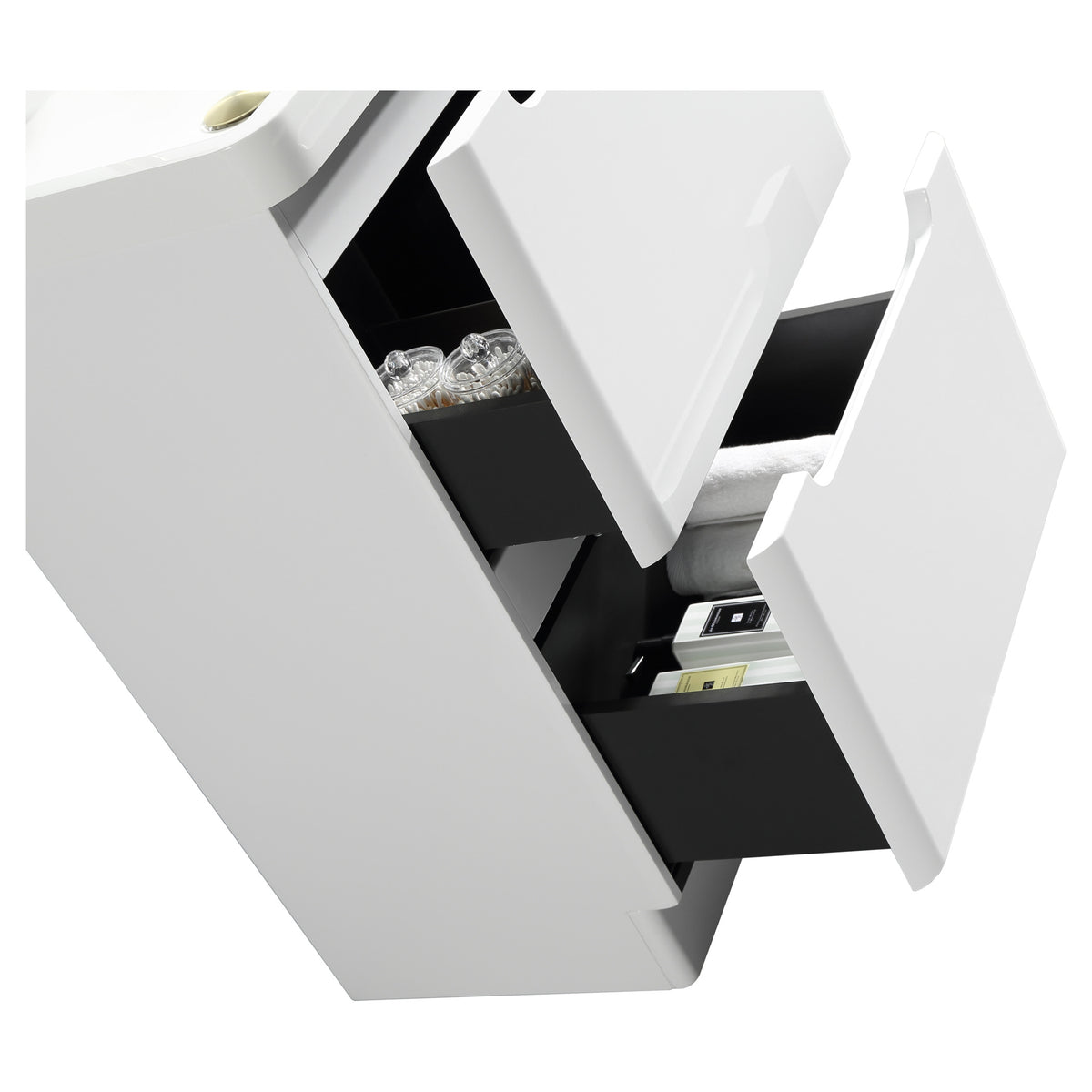 Tailored Monza 2 Drawer Floorstanding Vanity Unit With Polymarble Basin - 1 TH, Gloss White / 600mm - view 8