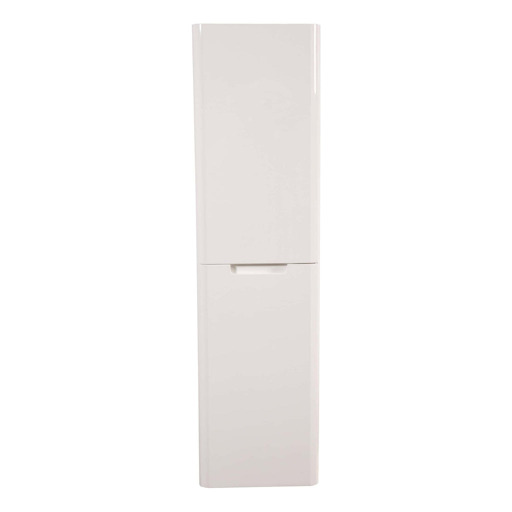 Sleek white bathroom tall storage cabinet for modern bathroom organisation, featuring minimalistic design, ample storage space, and easy access with a push-to-open door for a clutter-free space.