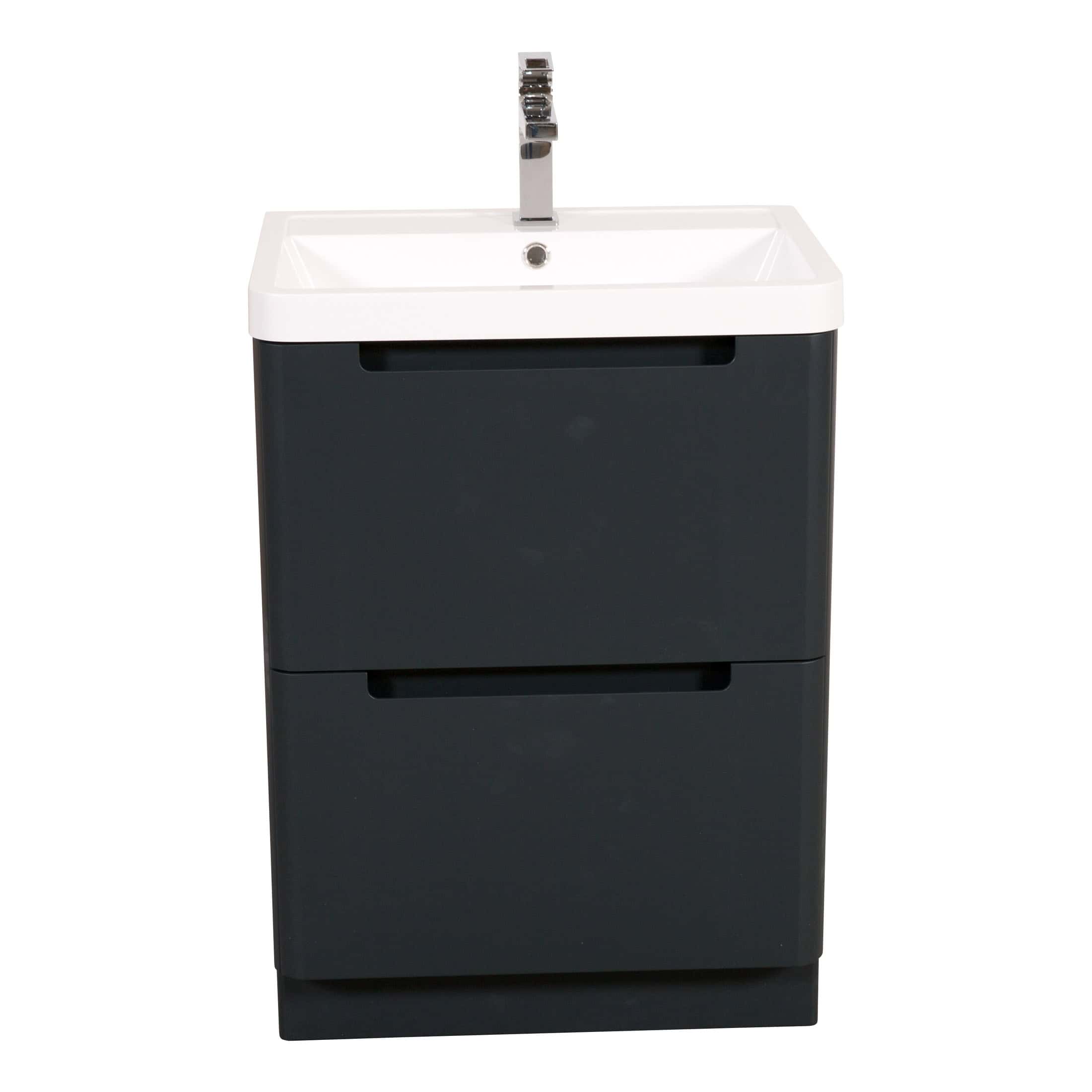 Modern bathroom vanity with integrated sink and storage drawers, ideal for contemporary bathroom designs and organisation. Perfect for bathroom upgrades and space-saving solutions.