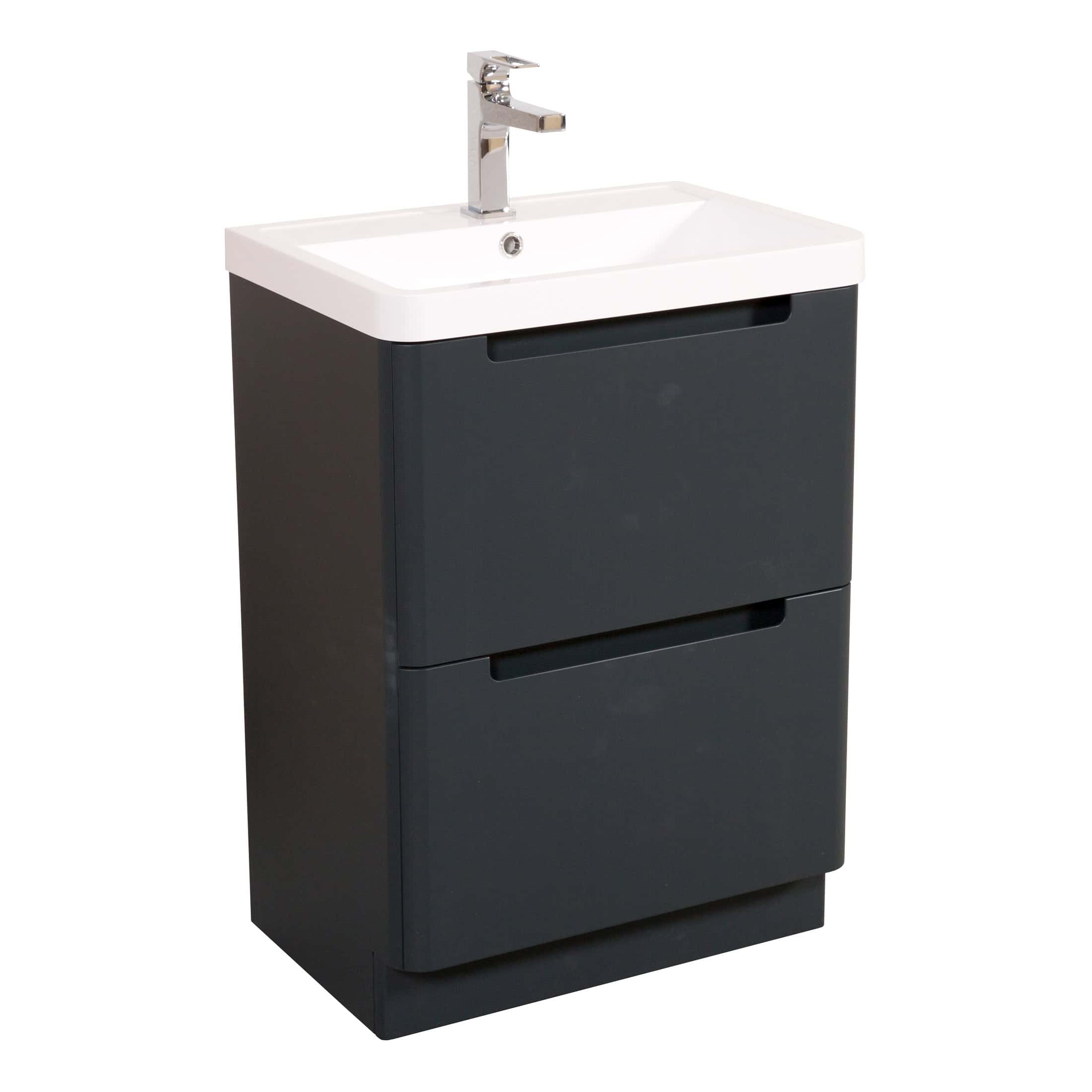 Chrome bathroom wash basin unit with black storage drawers, modern and sleek design, perfect for contemporary bathrooms. Suitable for organising bathroom essentials with stylish appeal.