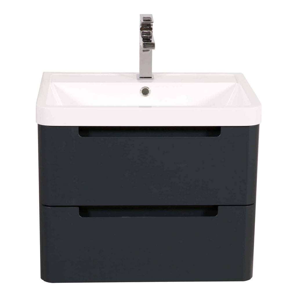 Modern bathroom vanity with integrated sink and sleek storage drawers, perfect for contemporary bathroom design. Features a chrome faucet and clean white basin.