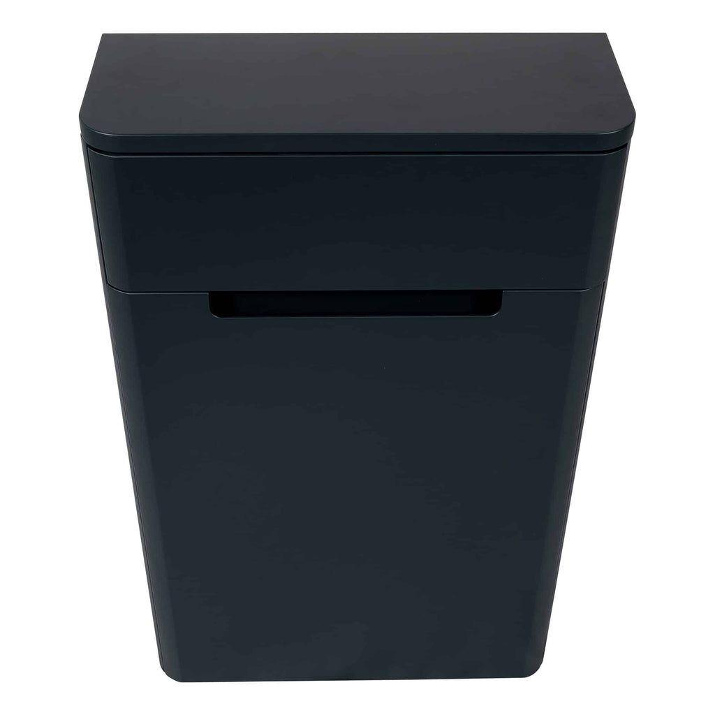 Modern black sleek bathroom bin for stylish waste disposal in contemporary bathrooms.