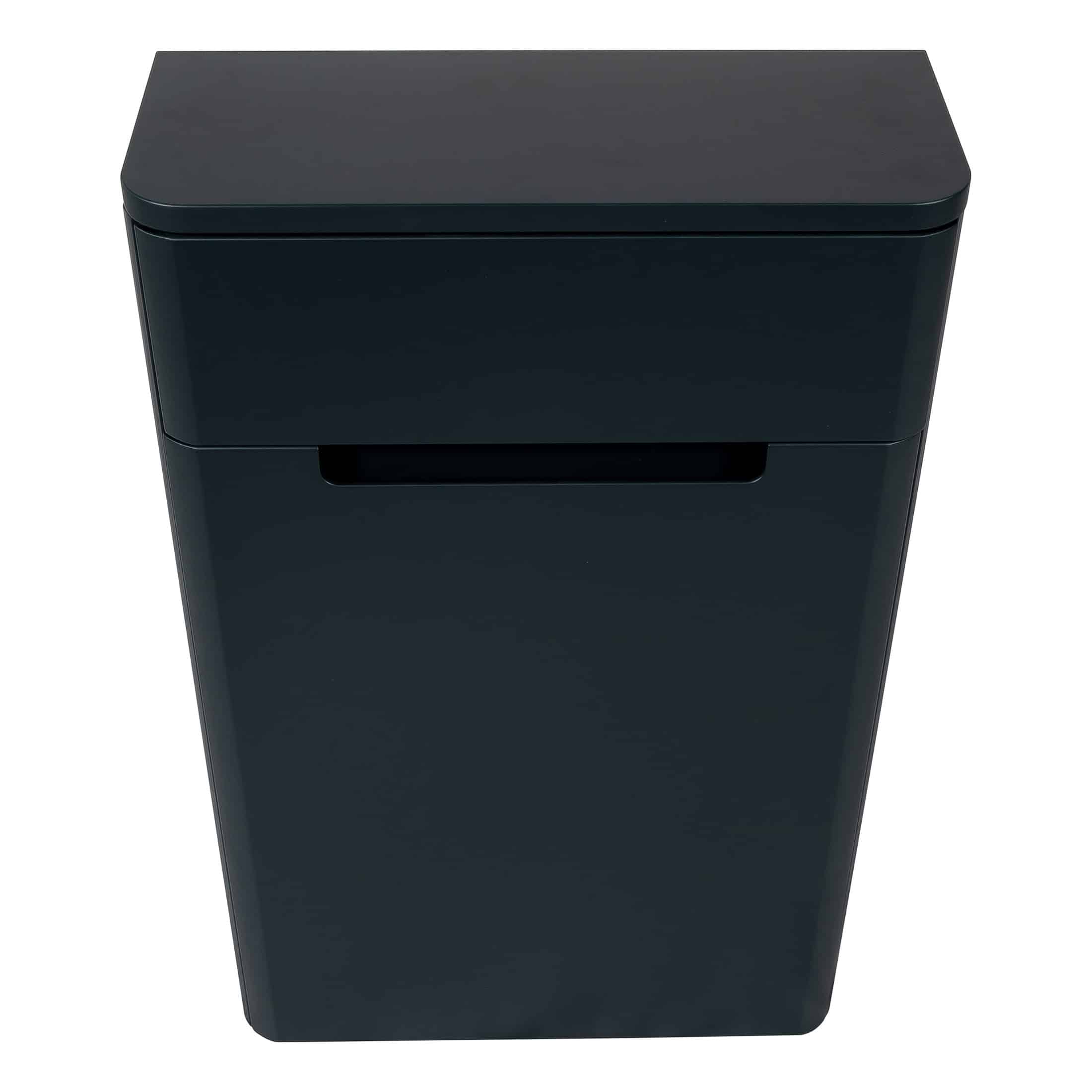 Modern black sleek bathroom bin for stylish waste disposal in contemporary bathrooms.