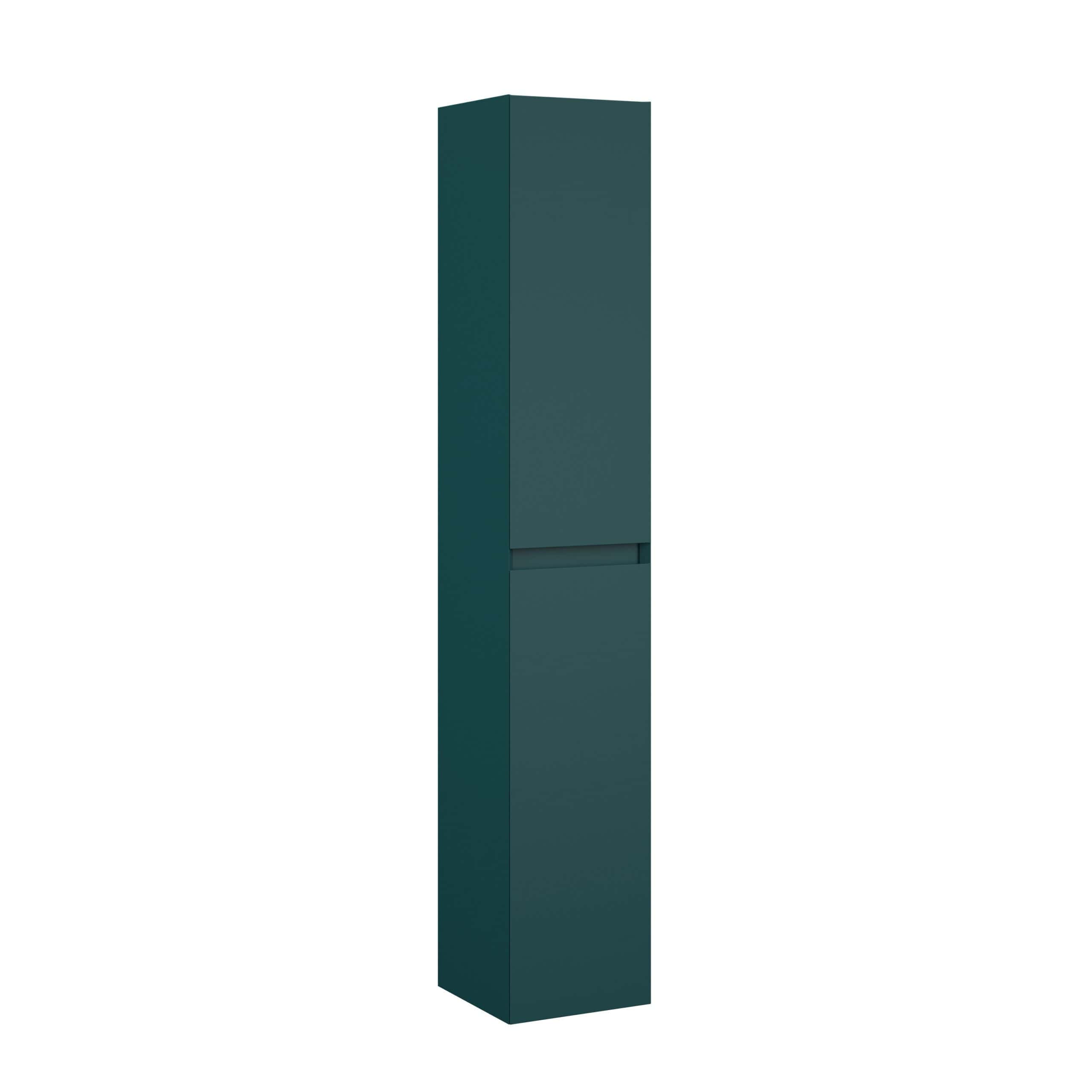 Sleek dark green bathroom storage cabinet with minimalist design, perfect for modern bathrooms, offering ample space for toiletries and towels.