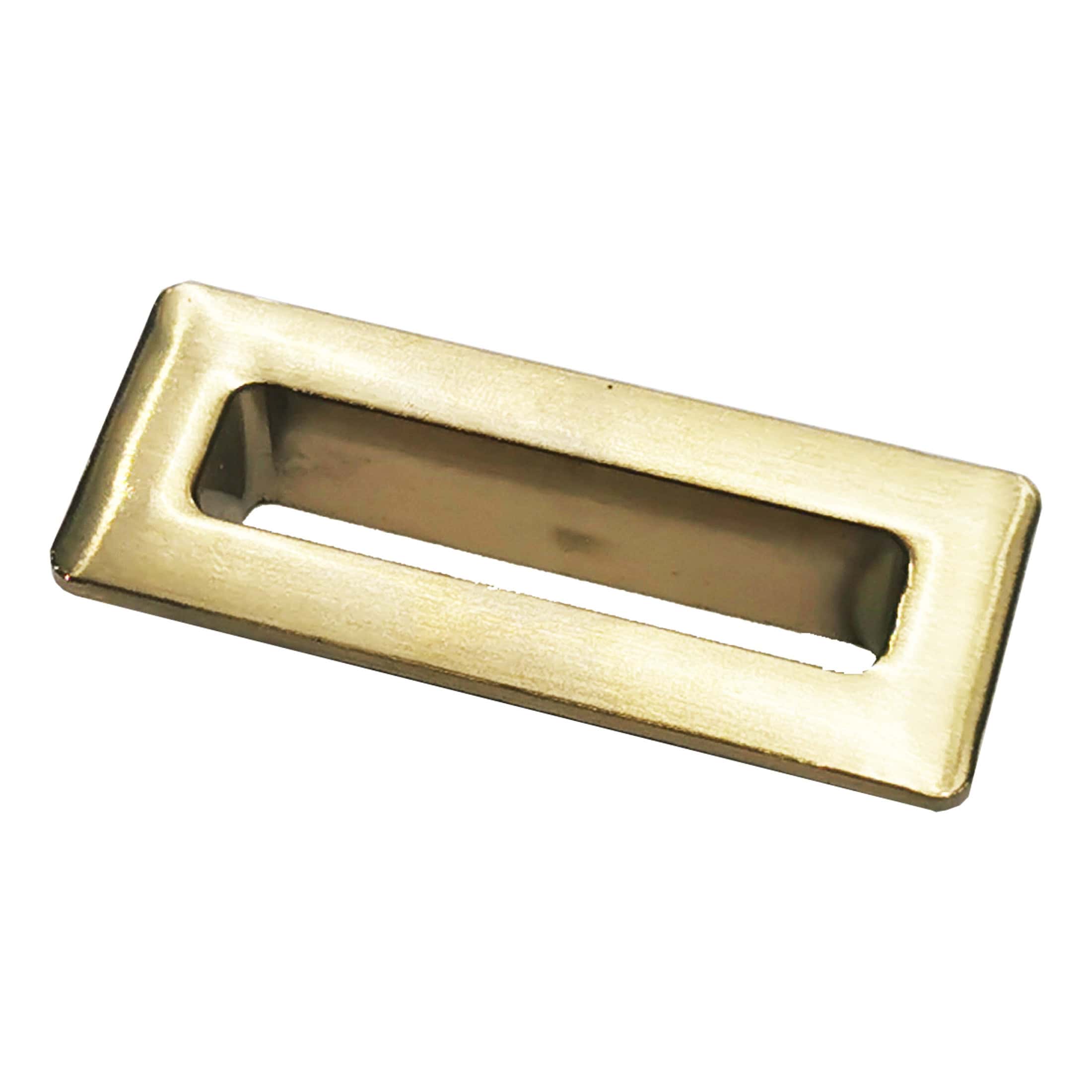 Shower door handle latch, brushed gold finish, modern bathroom accessory, durable metal construction for secure and stylish shower enclosure opening and closing.