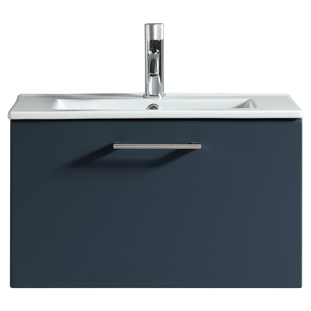 Tailored Piatta 1 Drawer Wall Hung Vanity With Matt White Basin - 610mm Wide - 1 TH, Midnight Shadow - view 5