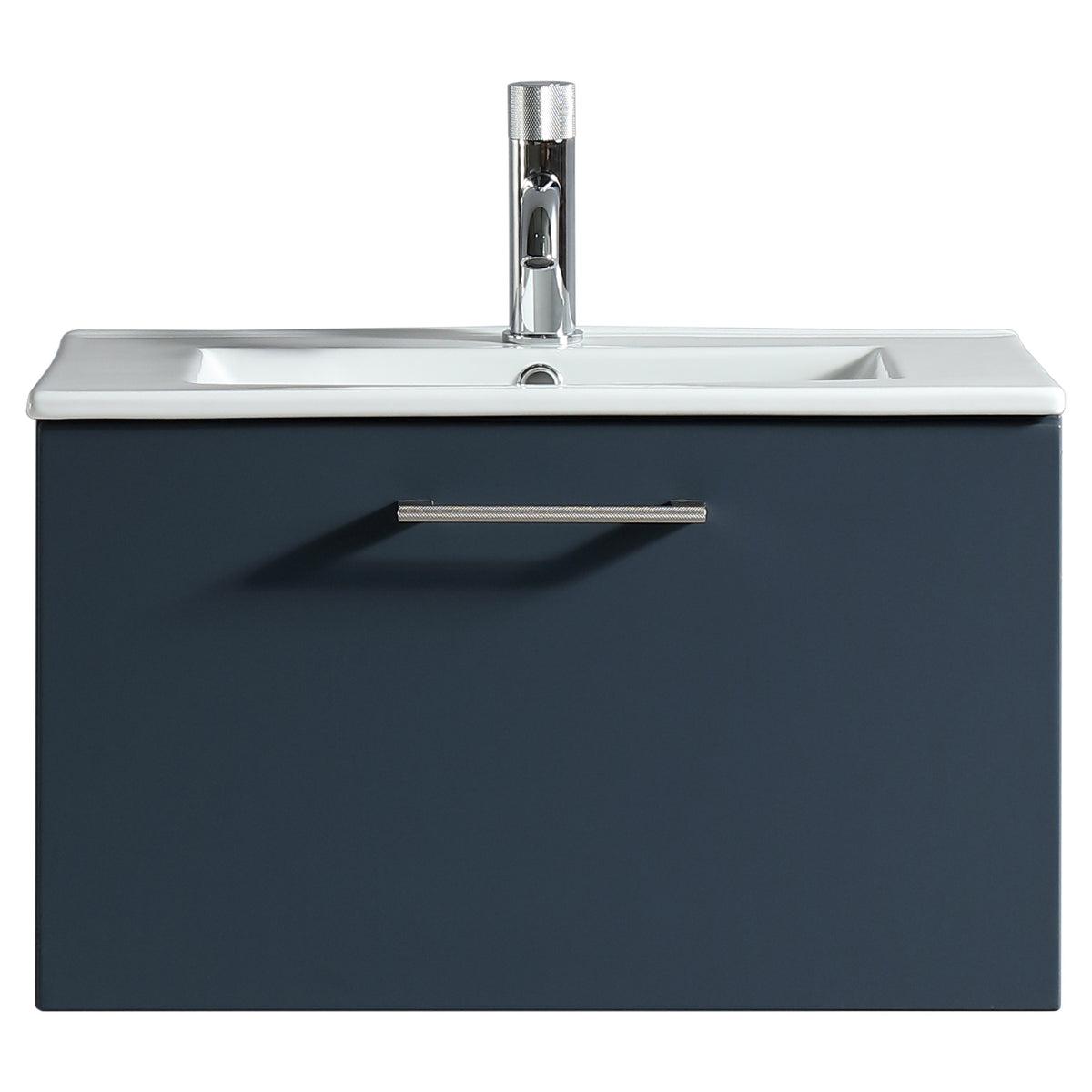 Tailored Piatta 1 Drawer Wall Hung Vanity With Matt White Basin - 610mm Wide - 1 TH, Midnight Shadow - view 5